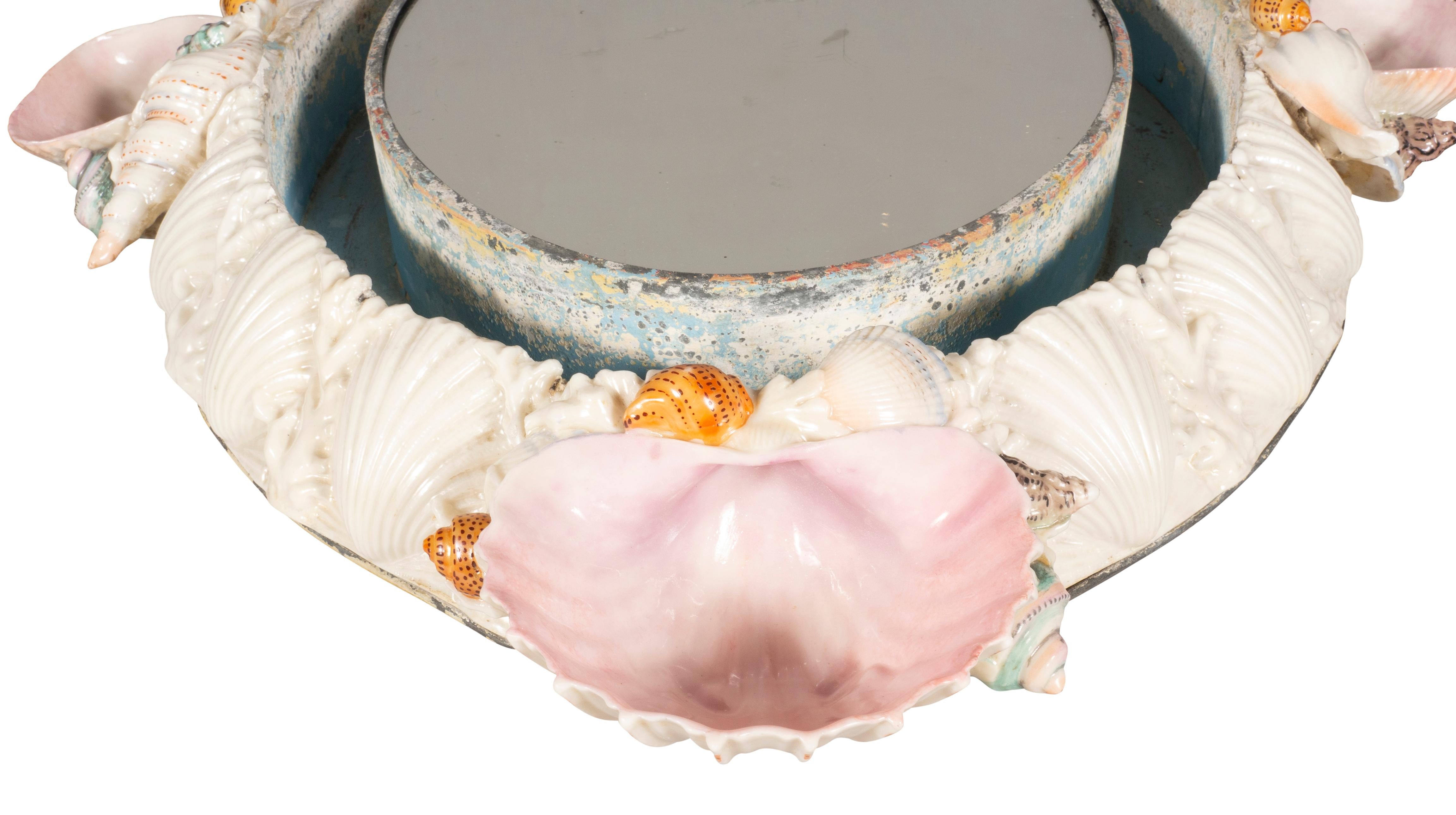 20th Century Unusual Porcelain Plateau With Sea Shell Decoration For Sale