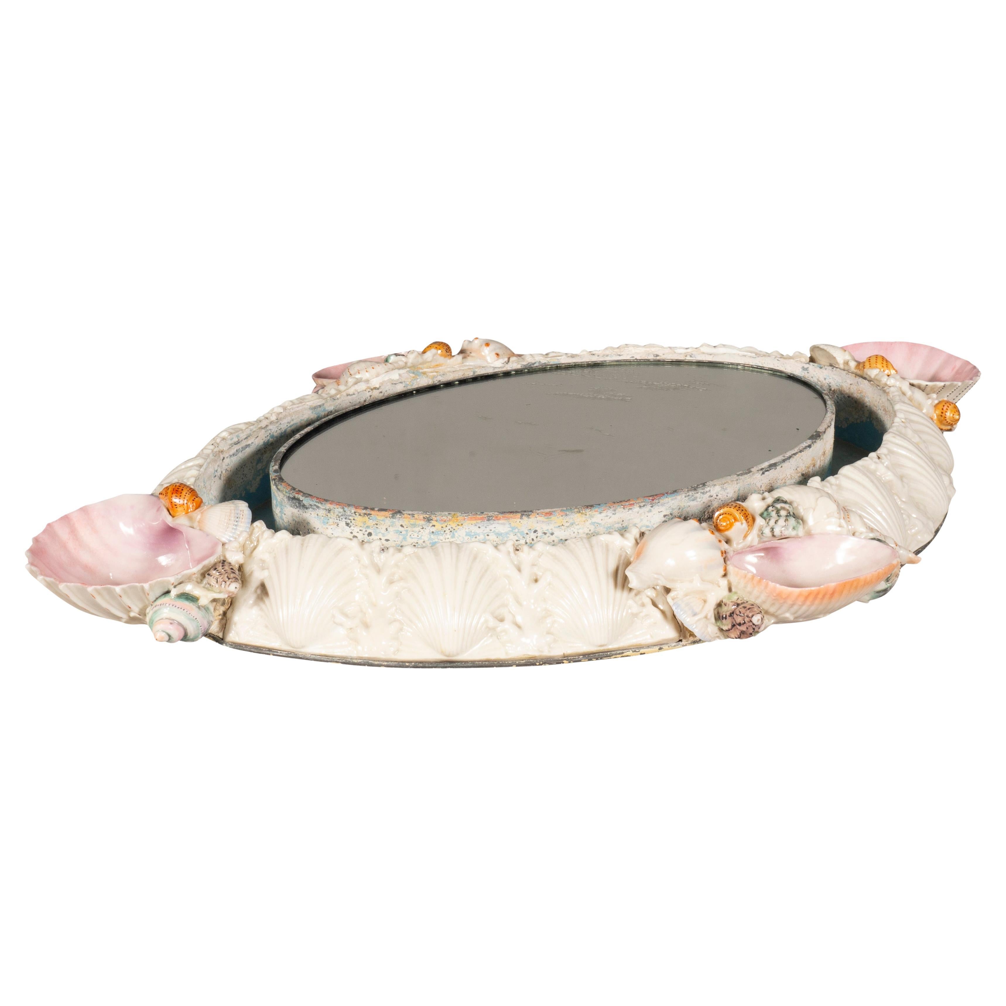 Unusual Porcelain Plateau With Sea Shell Decoration For Sale