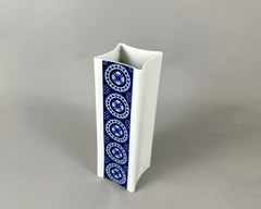 Unusual Porcelain Vase Schirnding With Blue Pattern Germany Bavaria 1970s
