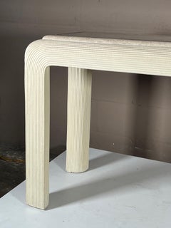 Unusual Post Modern Reed Console Table Glass and Stone Top