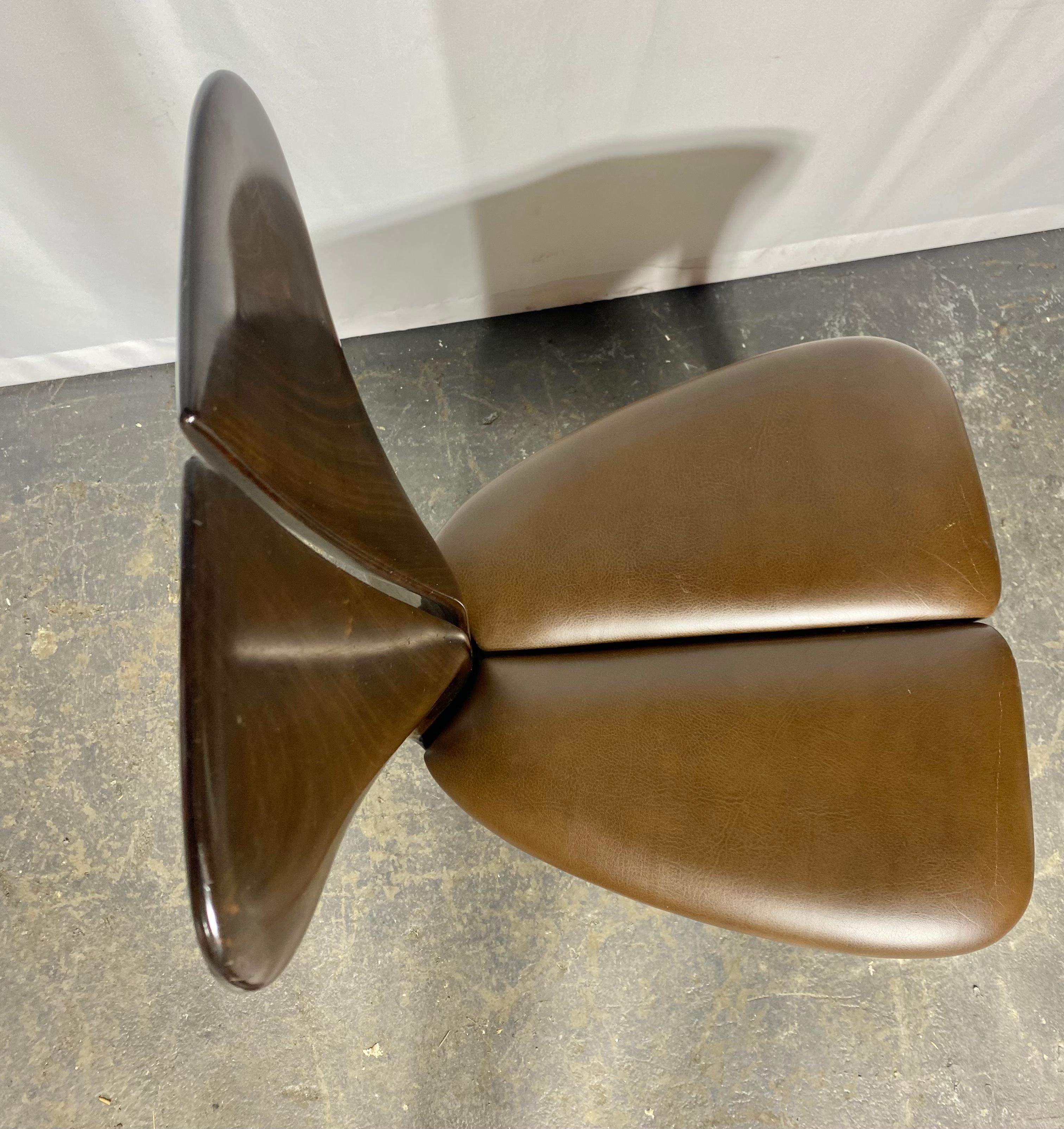 Post-Modern Unusual post modernist sculpted wood side/ desk chair by Edward Axel Roffman For Sale
