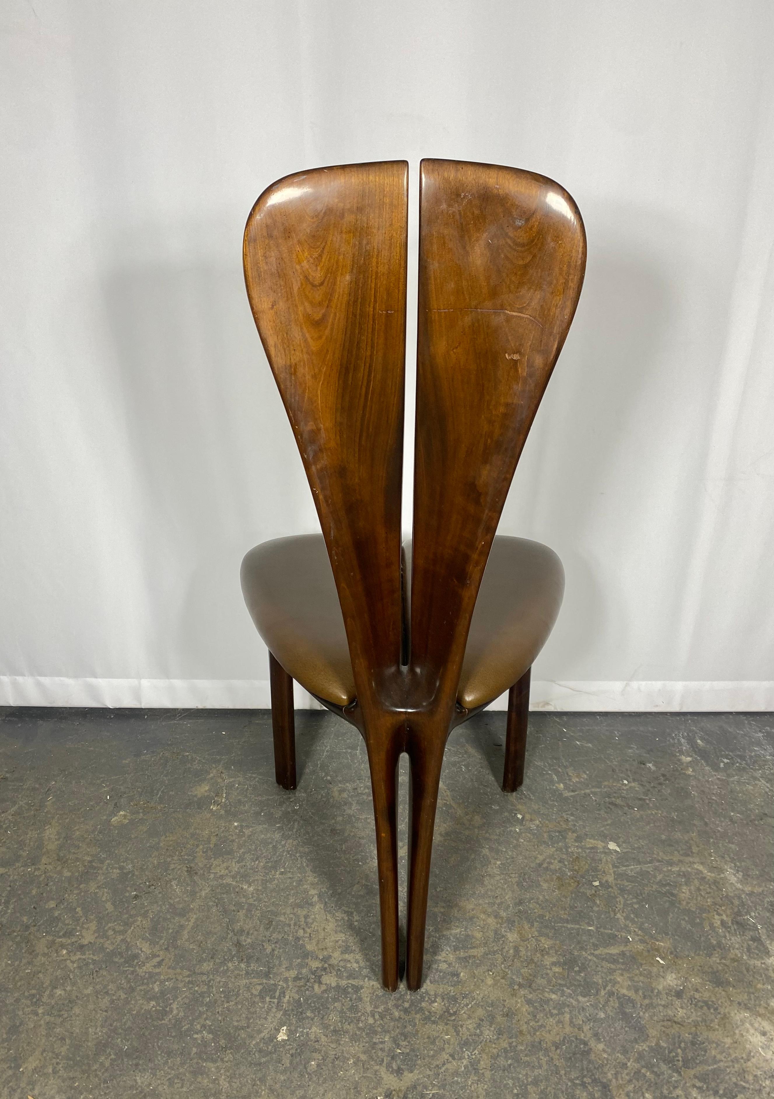 American Unusual post modernist sculpted wood side/ desk chair by Edward Axel Roffman For Sale