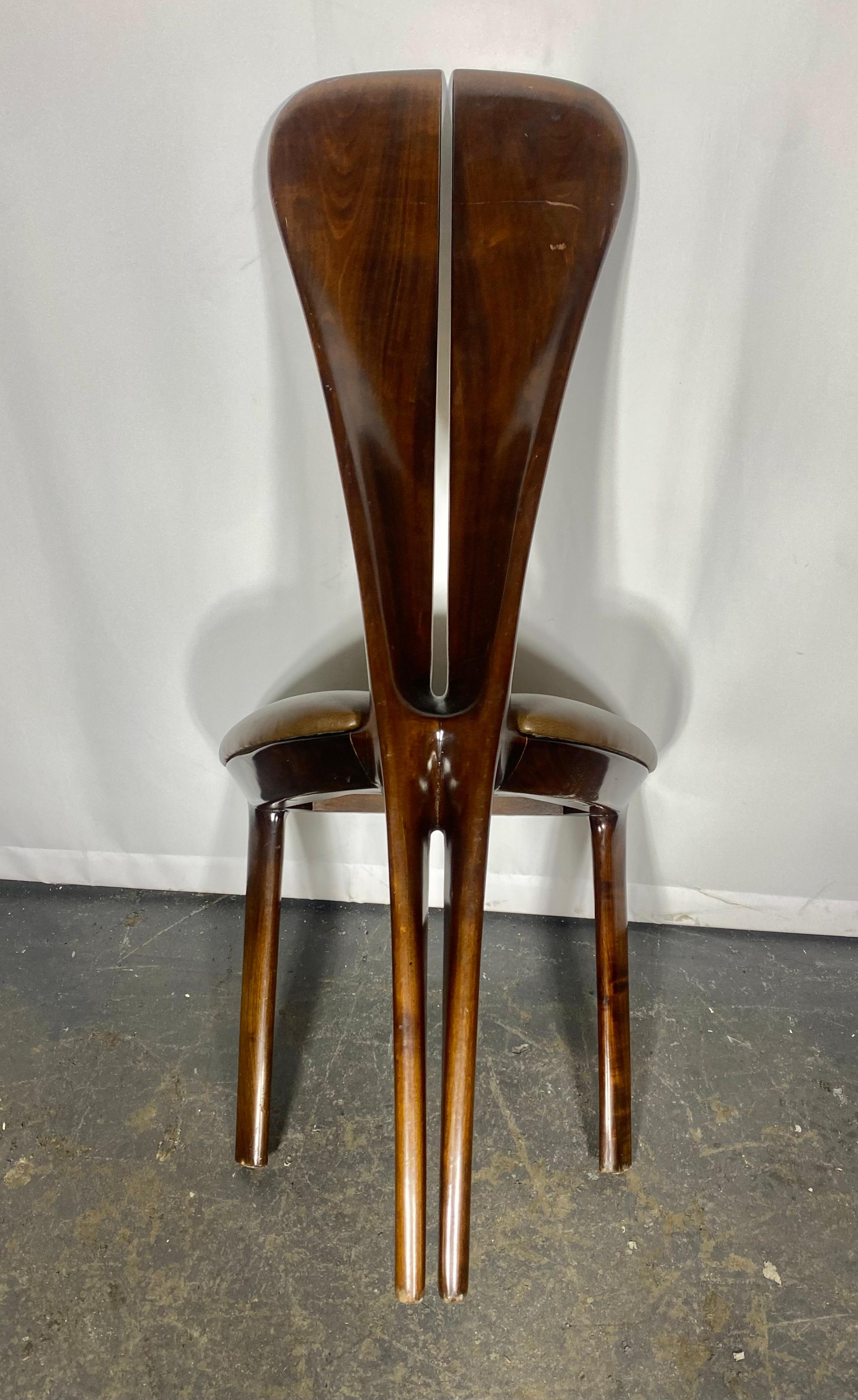 Late 20th Century Unusual post modernist sculpted wood side/ desk chair by Edward Axel Roffman For Sale
