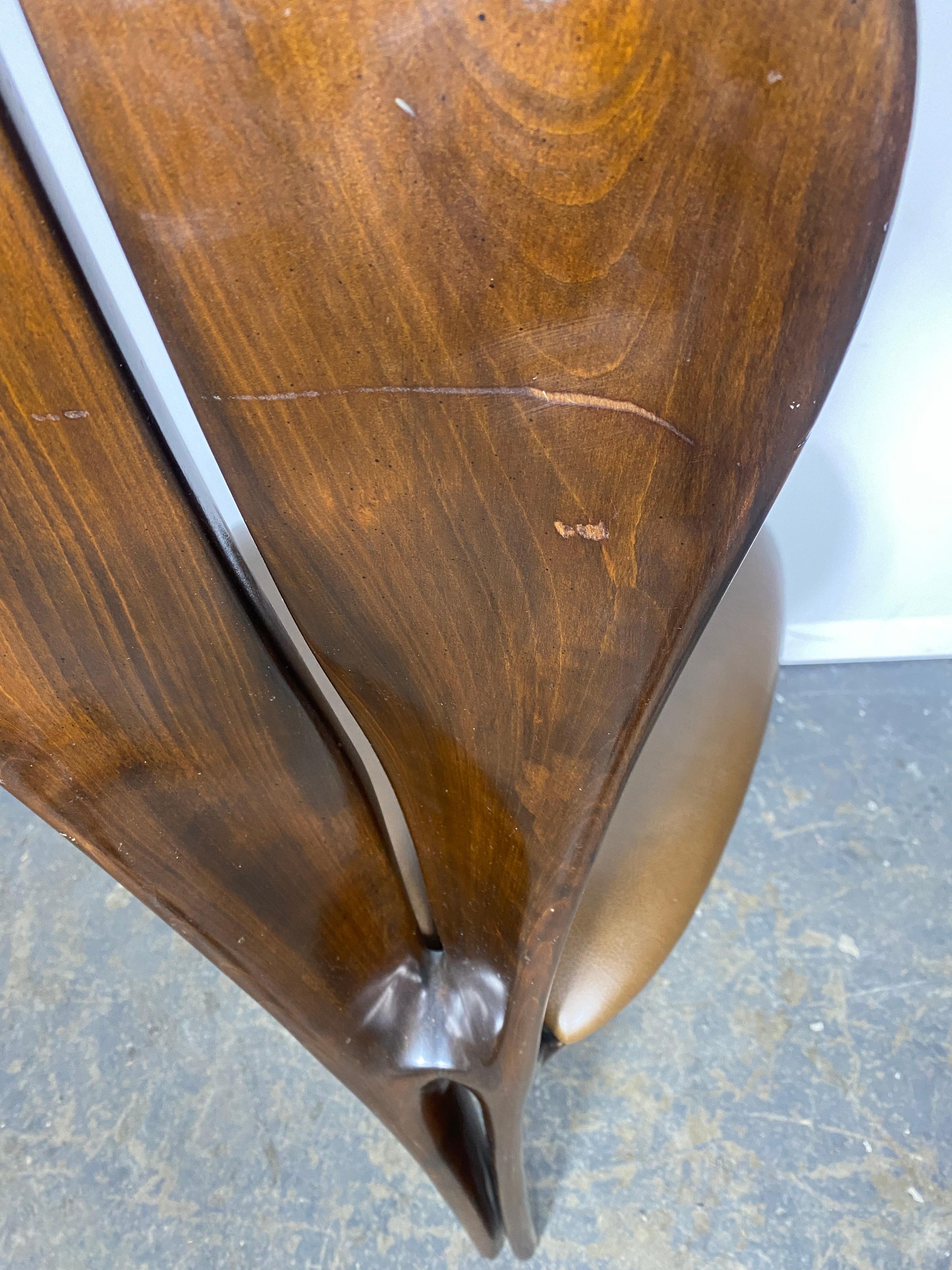 Wood Unusual post modernist sculpted wood side/ desk chair by Edward Axel Roffman For Sale
