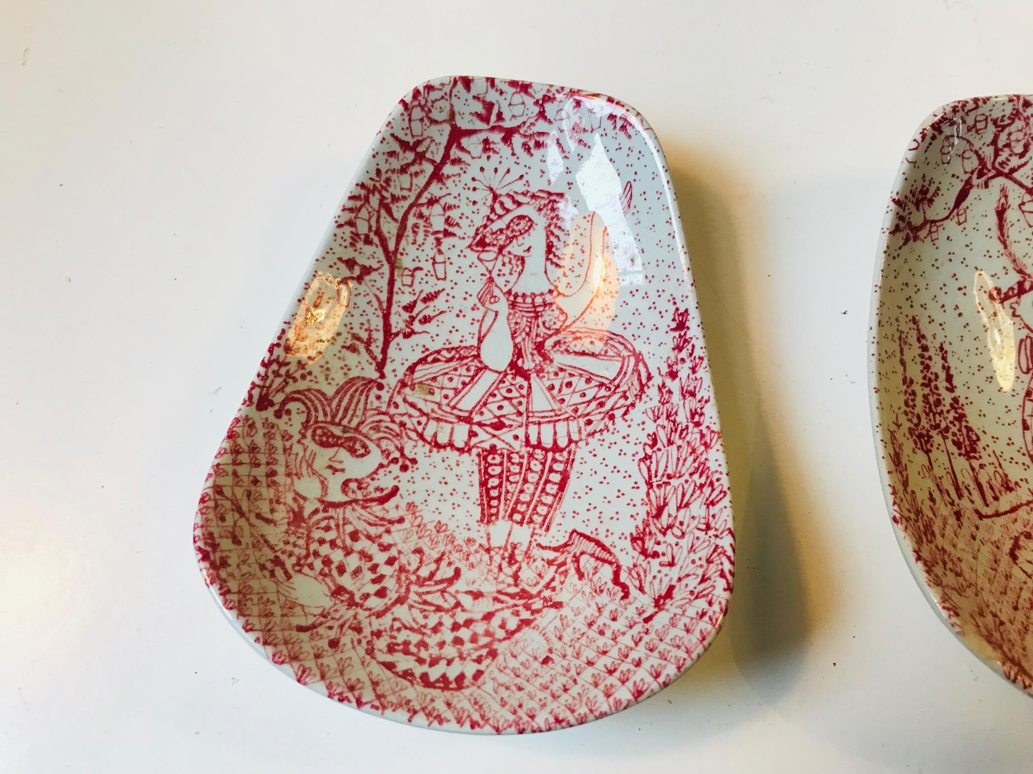 Poteries Bols inhabituels en poterie par Bjorn Wiinblad pour Nymølle, 1970, ensemble de 3 en vente