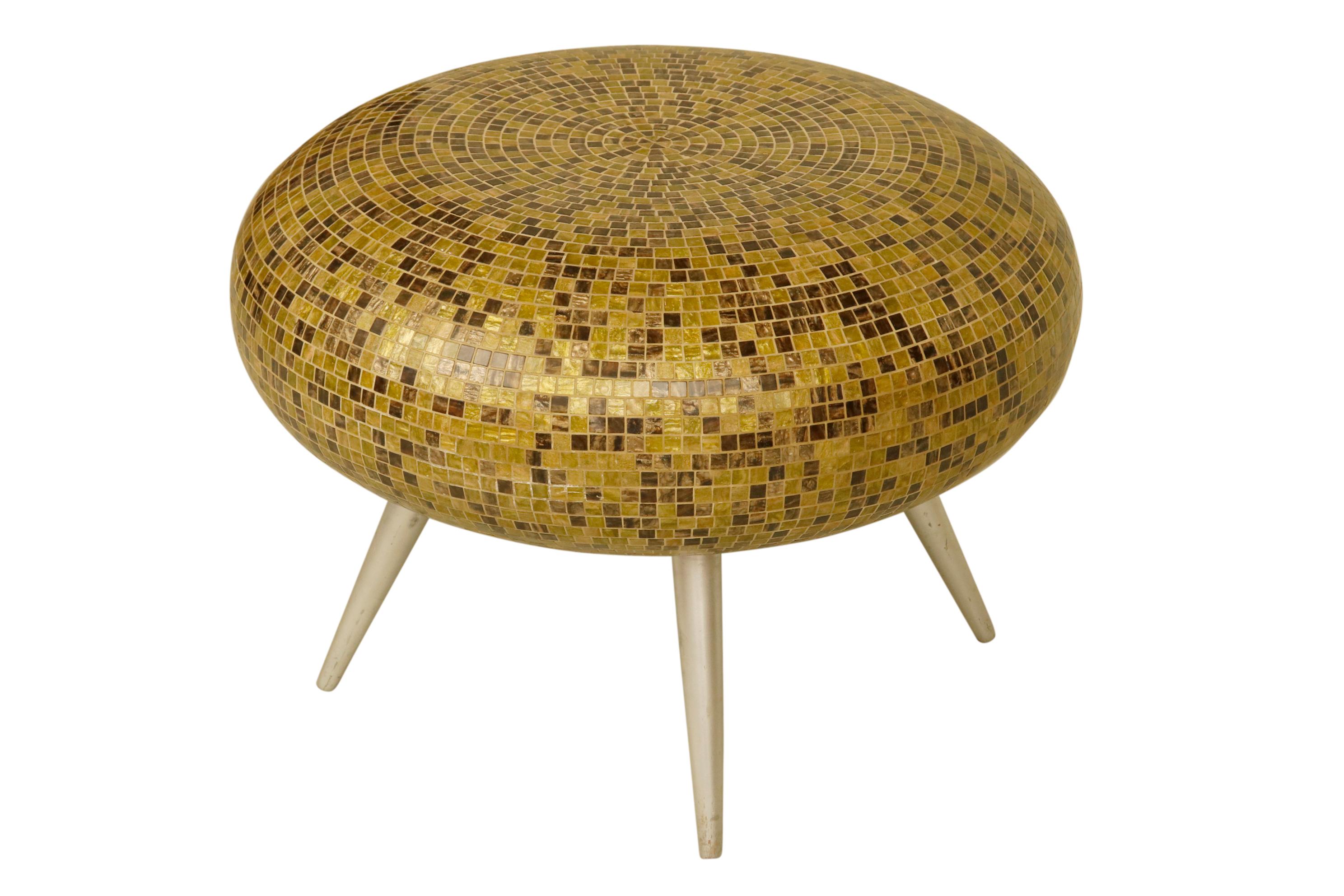 This unique pouf or stool or end table was produced by CRAFTOR.
