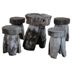 Vintage Unusual Primitive Table Set From The French Alps, Circa 1950