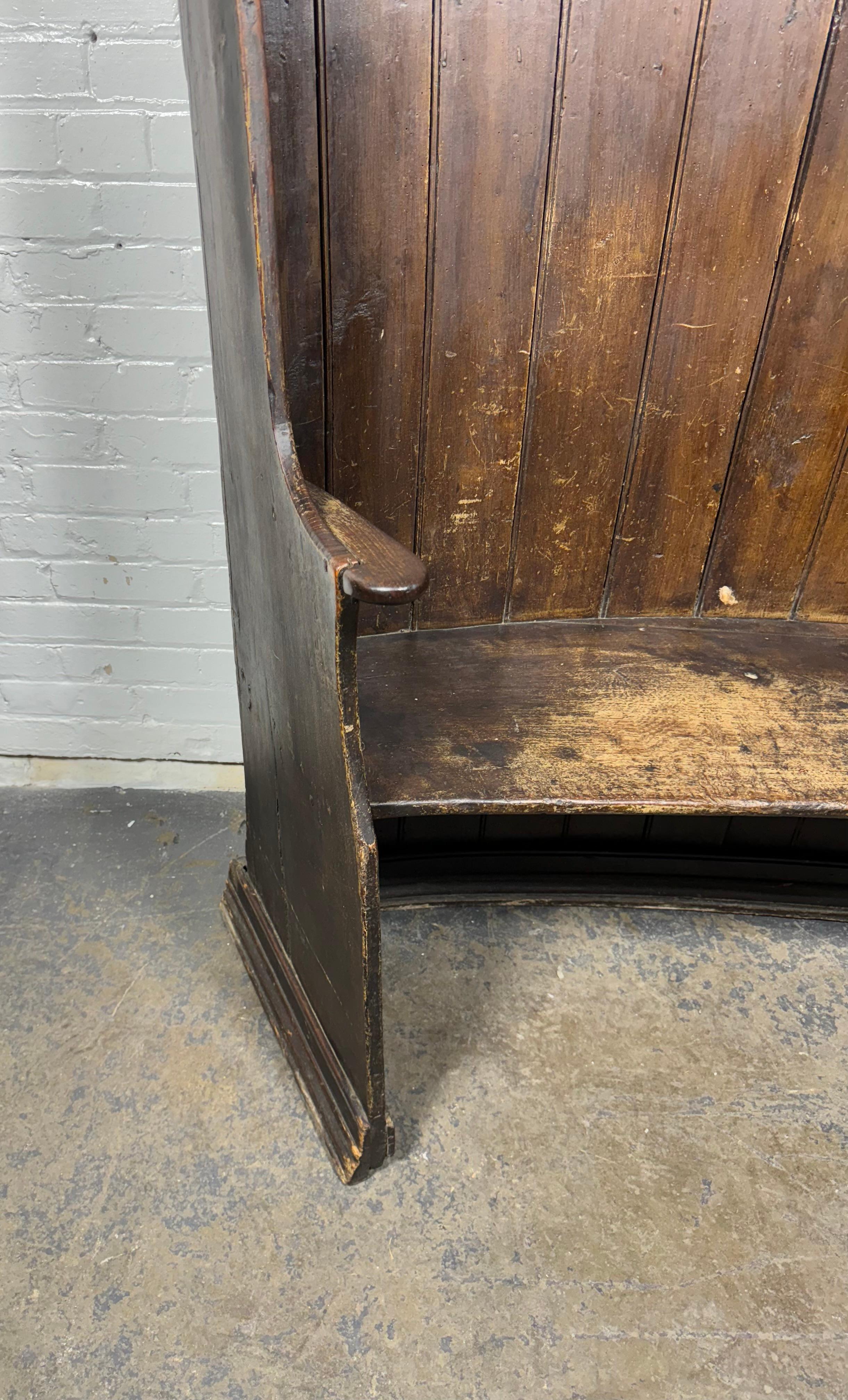 Unusual Pub Bench / hall seat , Folk art.. hand-made late c.1800's 4