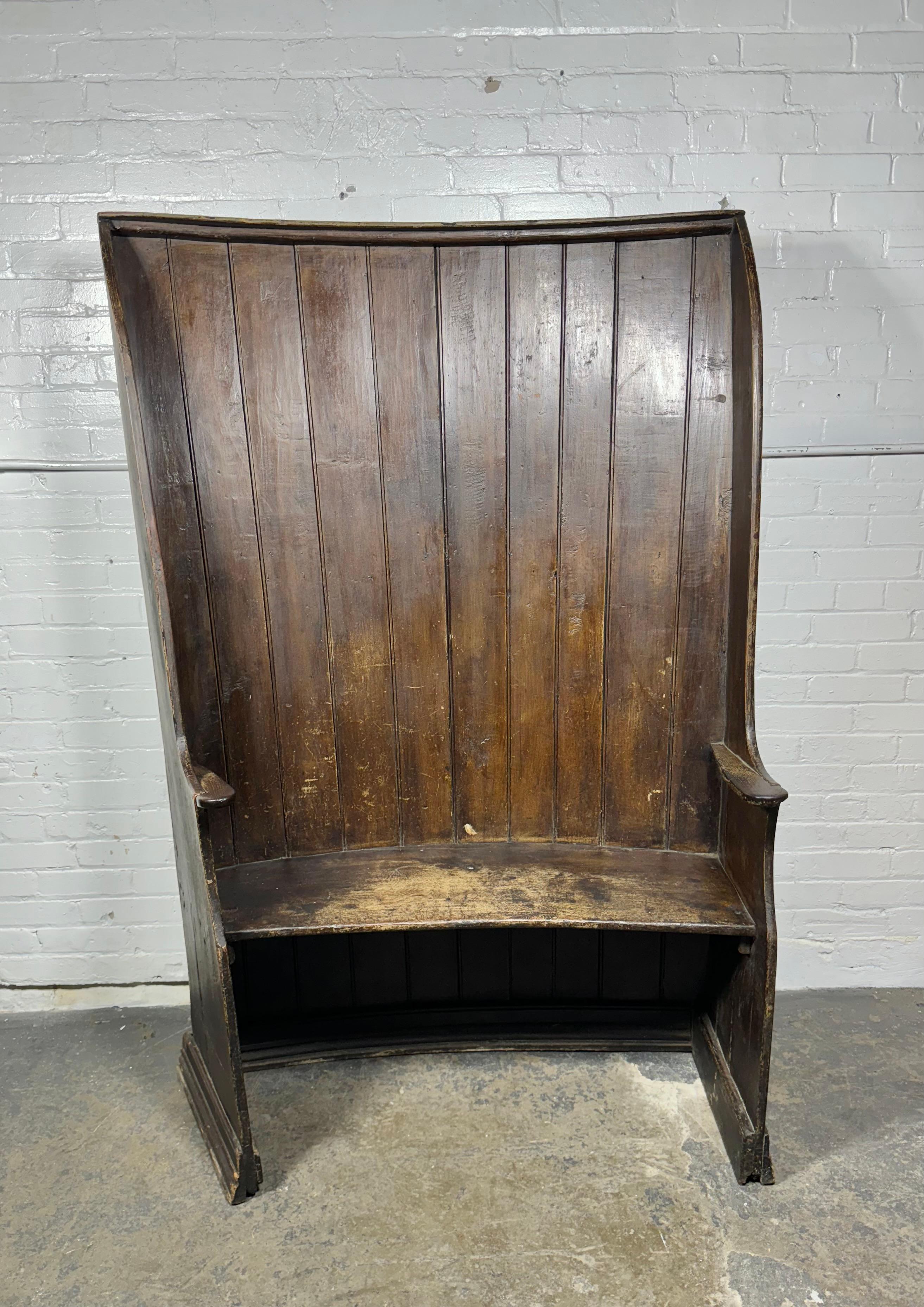 Unusual Pub Bench / hall seat , Folk art.. hand-made late c.1800's 5