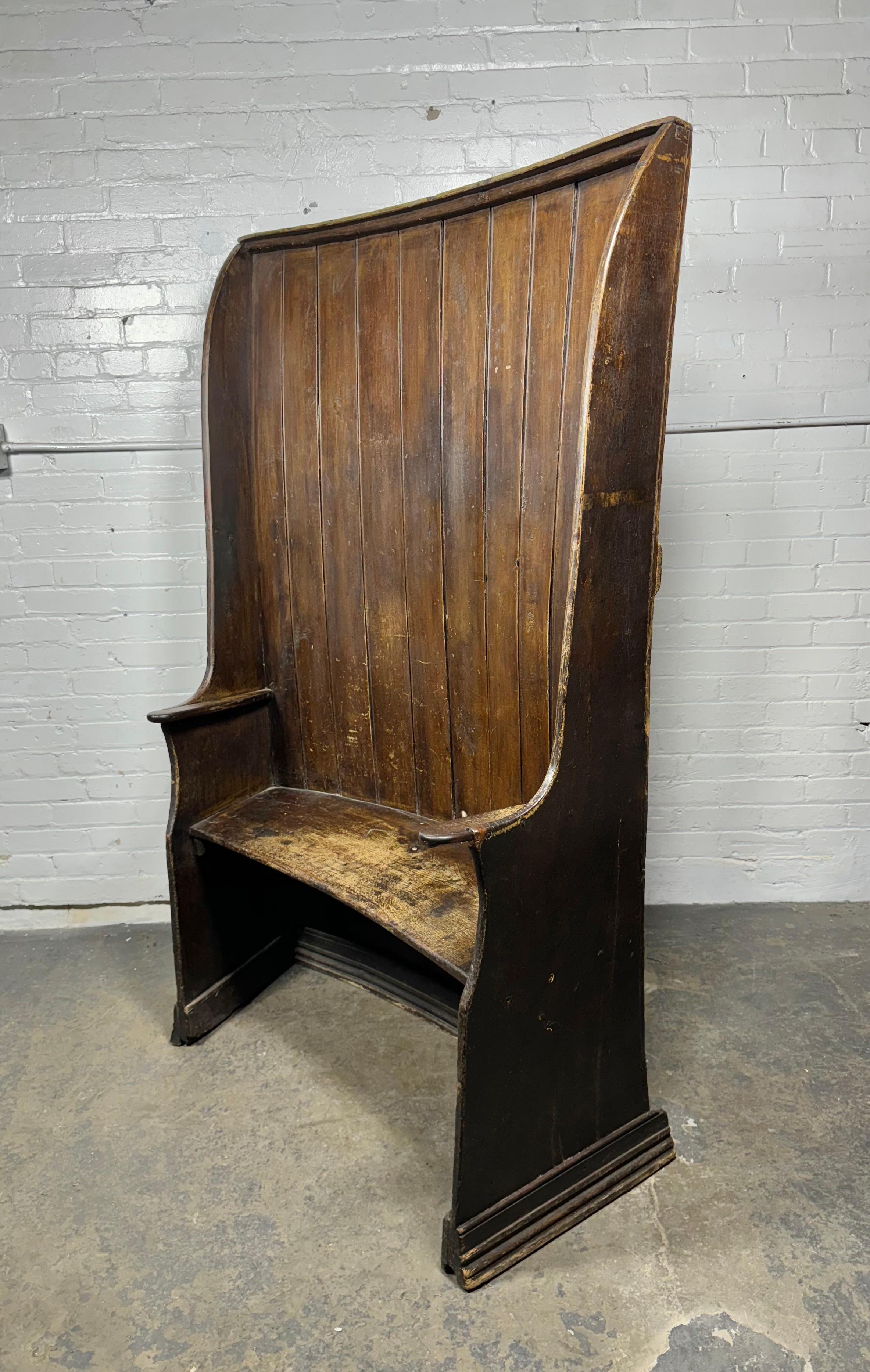 Folk Art Unusual Pub Bench / hall seat , Folk art.. hand-made late c.1800's