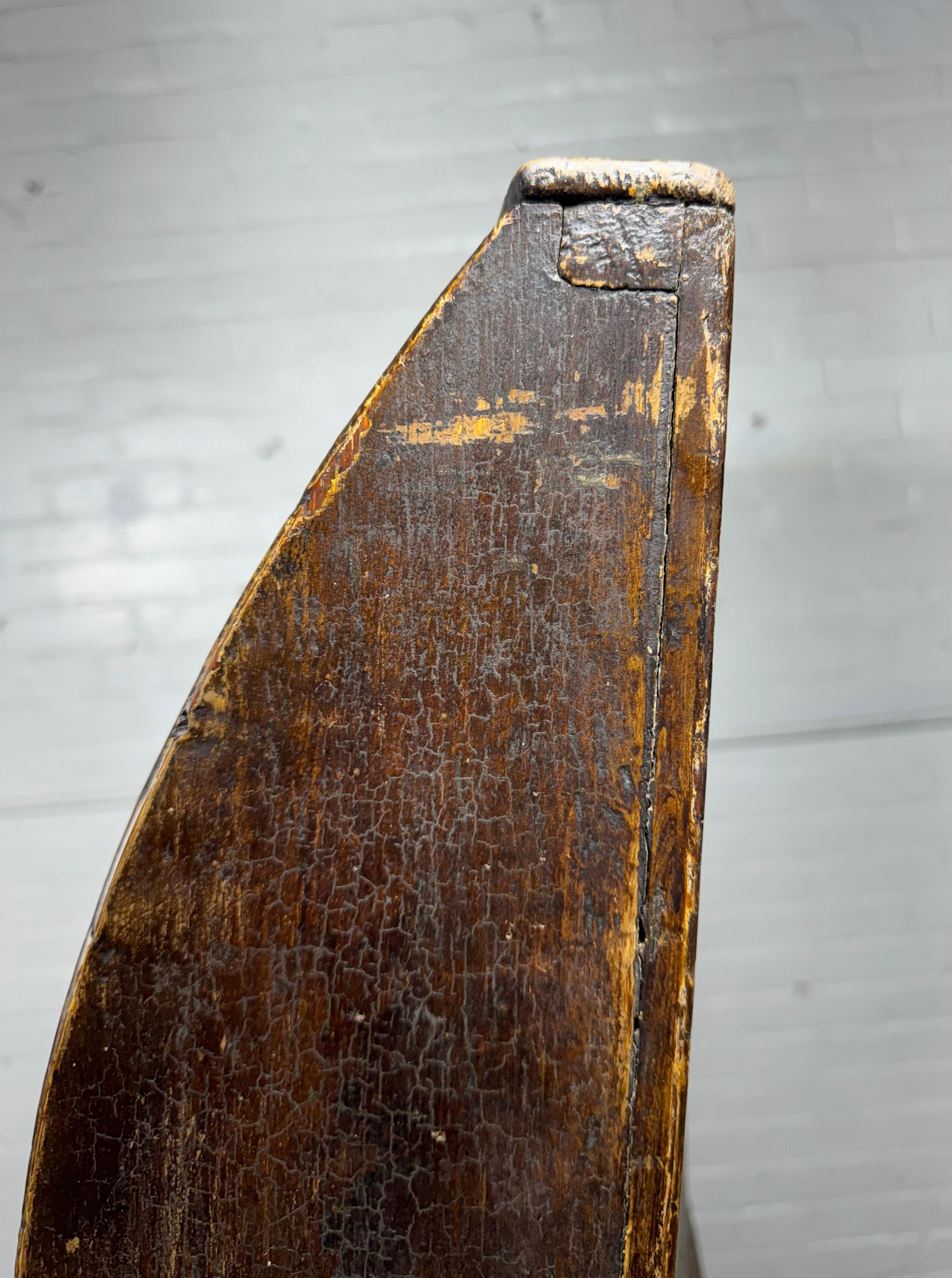 Hand-Crafted Unusual Pub Bench / hall seat , Folk art.. hand-made late c.1800's