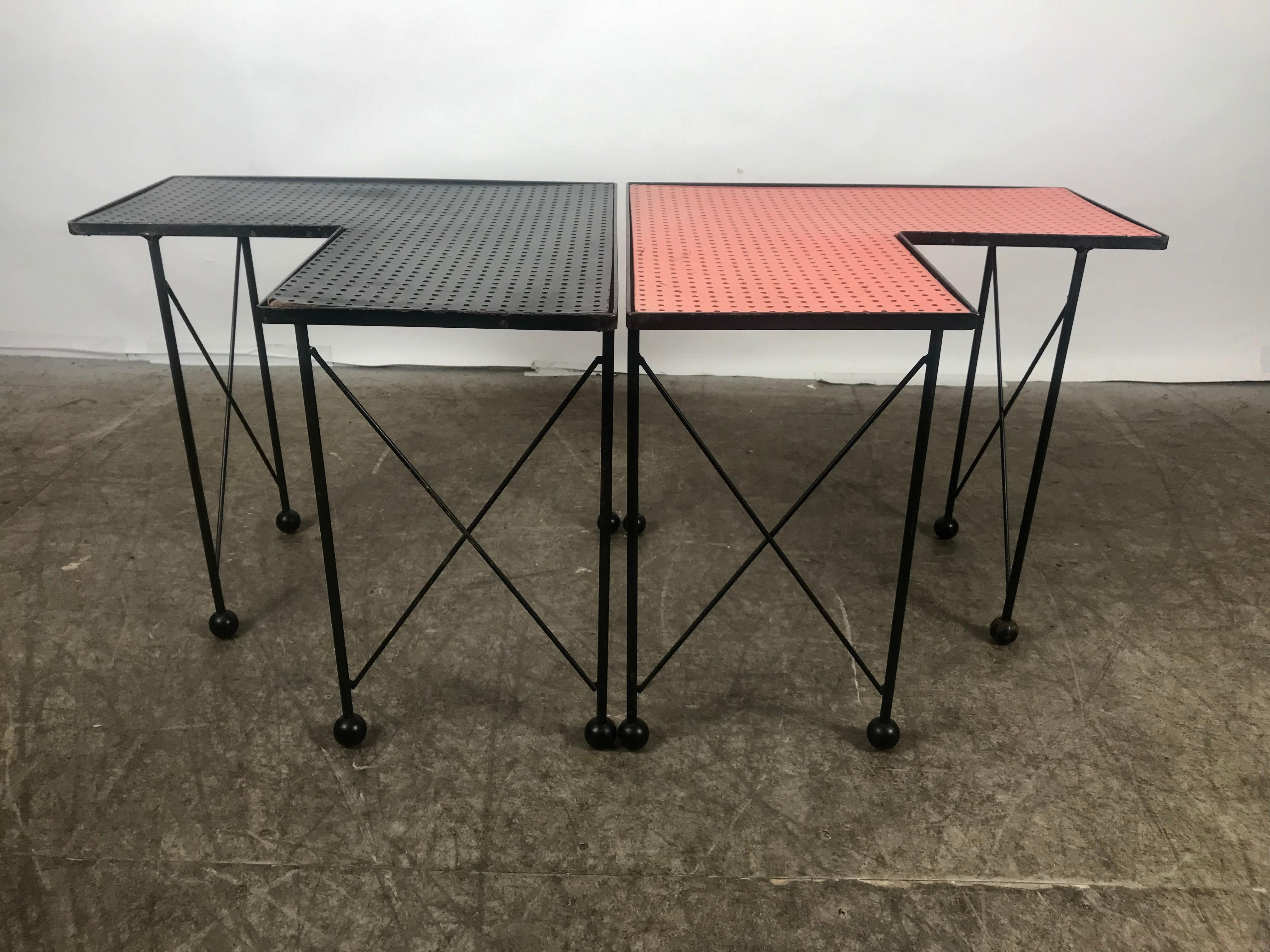 Unusual Puzzle Iron and Pegboard Tables Attributed to Frederick Weinberg For Sale 4