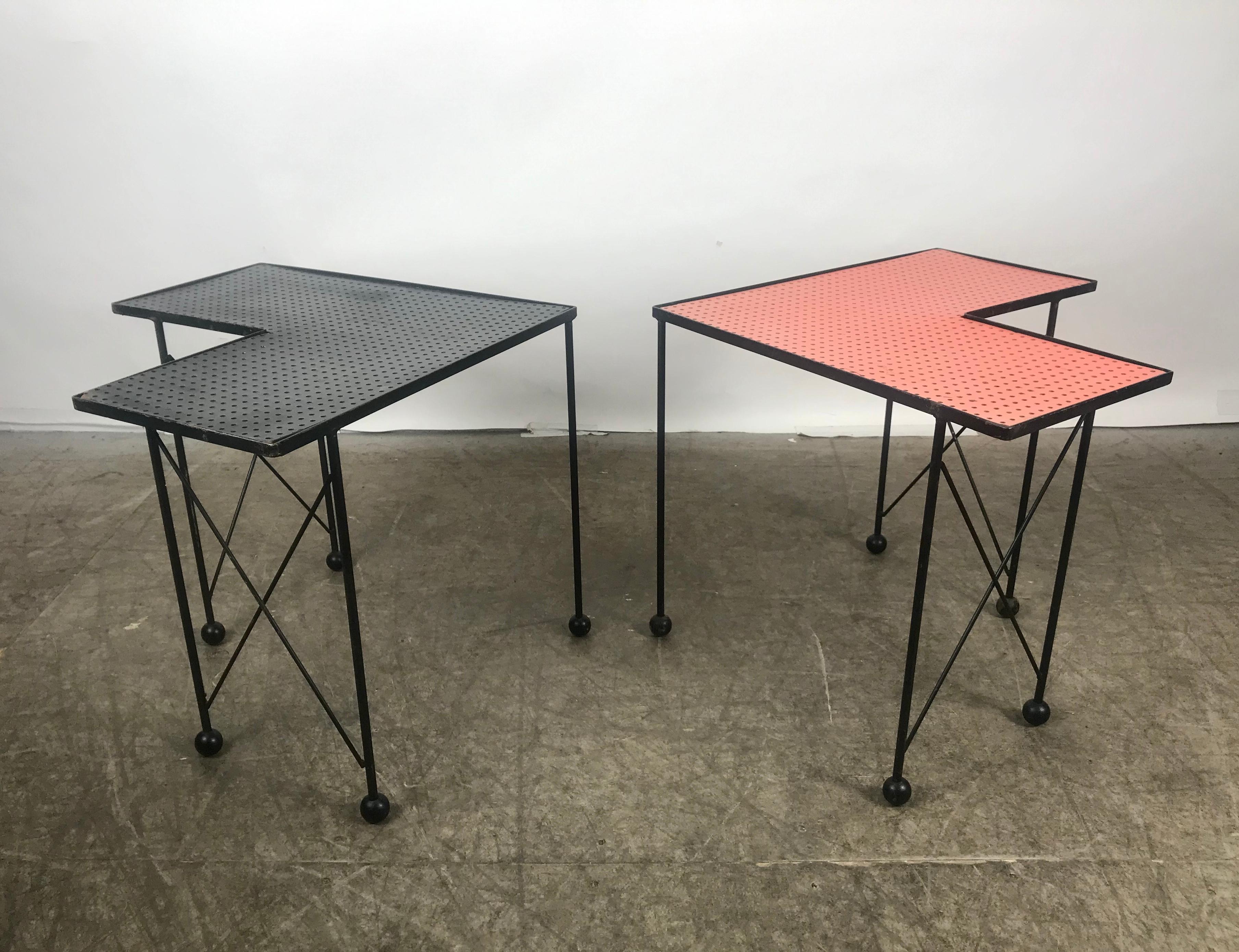 Unusual Puzzle Iron and Pegboard Tables Attributed to Frederick Weinberg For Sale 5