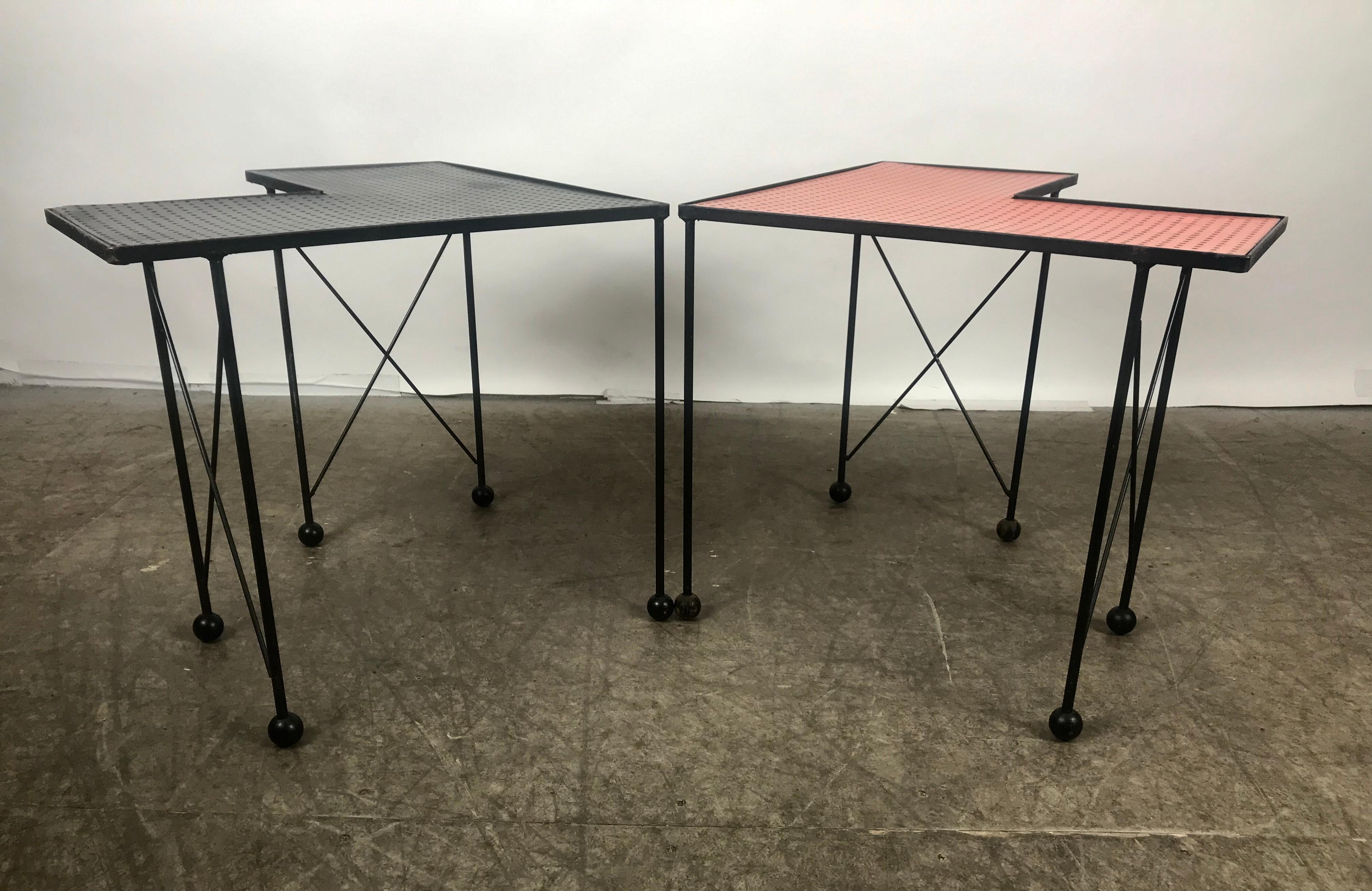 Unusual Puzzle Iron and Pegboard Tables Attributed to Frederick Weinberg For Sale 7