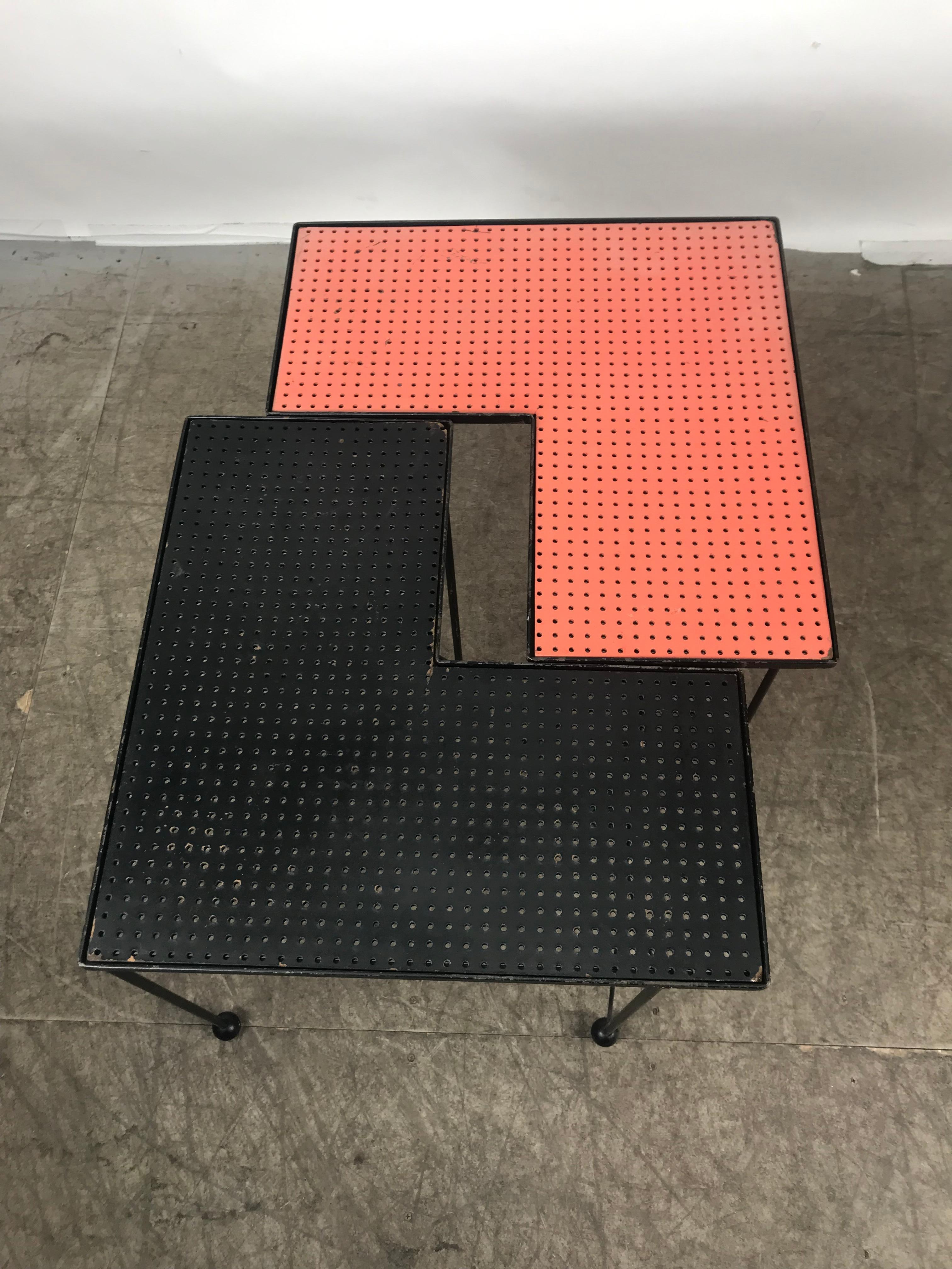 American Unusual Puzzle Iron and Pegboard Tables Attributed to Frederick Weinberg For Sale