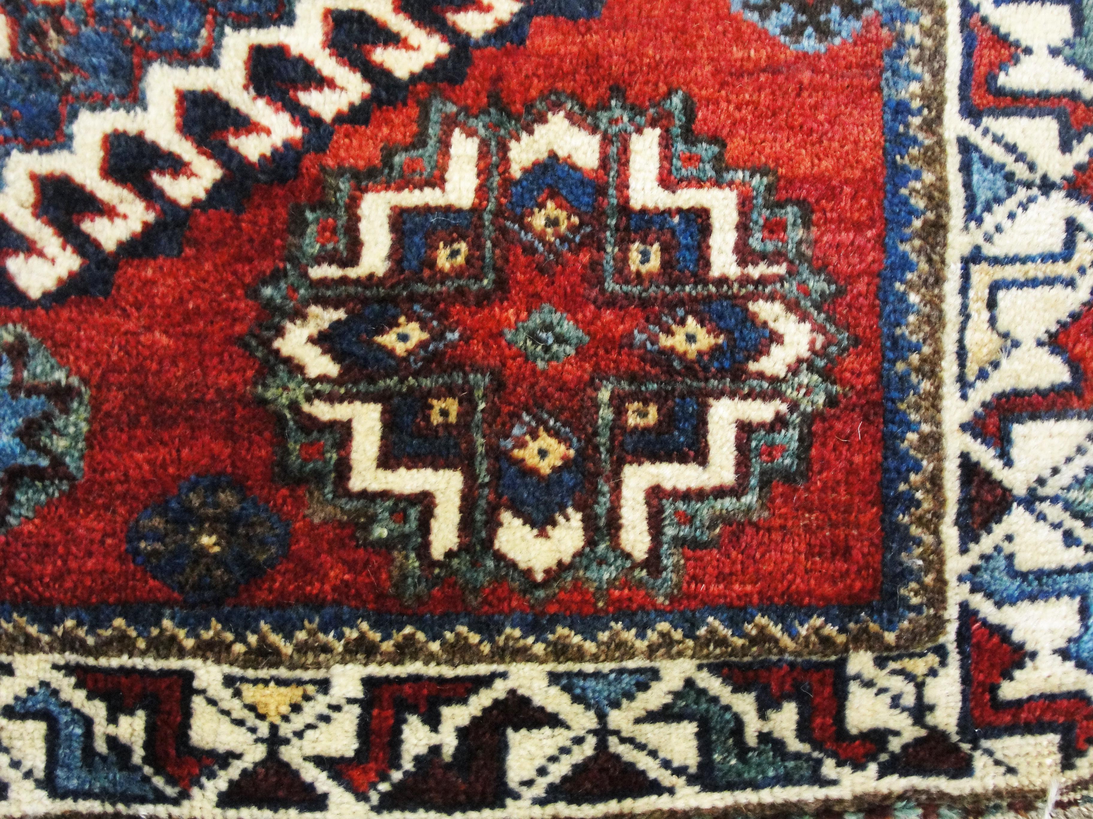 Hand-Knotted Antique Qashqai Persian Rug/Bag For Sale