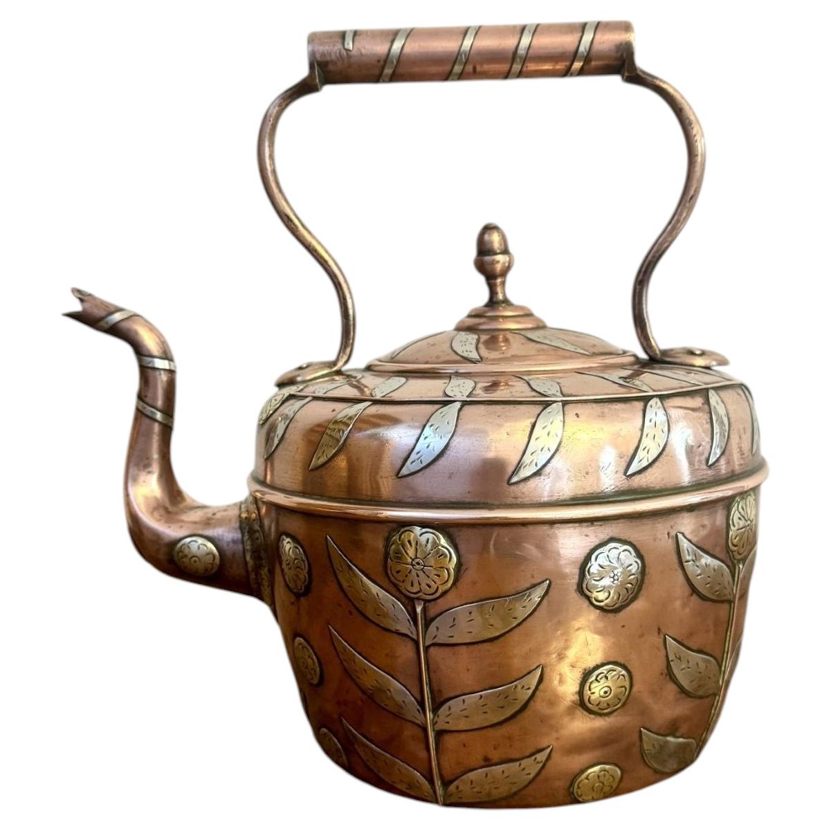 Unusual quality antique Dutch copper kettle