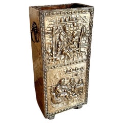 Unusual quality antique Edwardian ornate brass stick stand