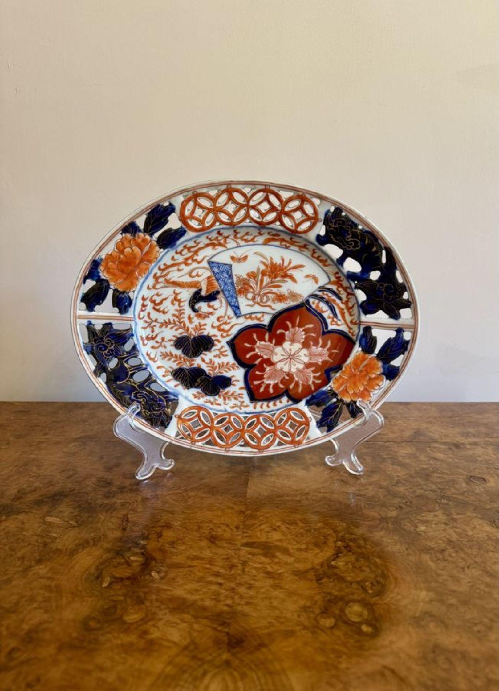 20th Century Unusual quality antique Japanese imari oval plate For Sale