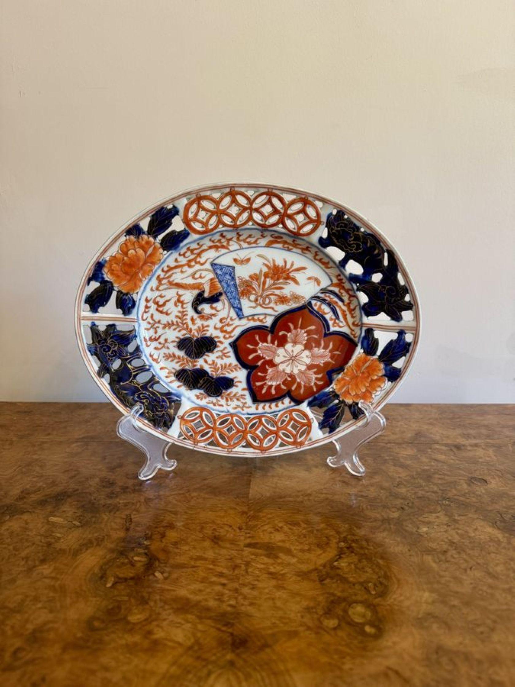 Ceramic Unusual quality antique Japanese imari oval plate For Sale