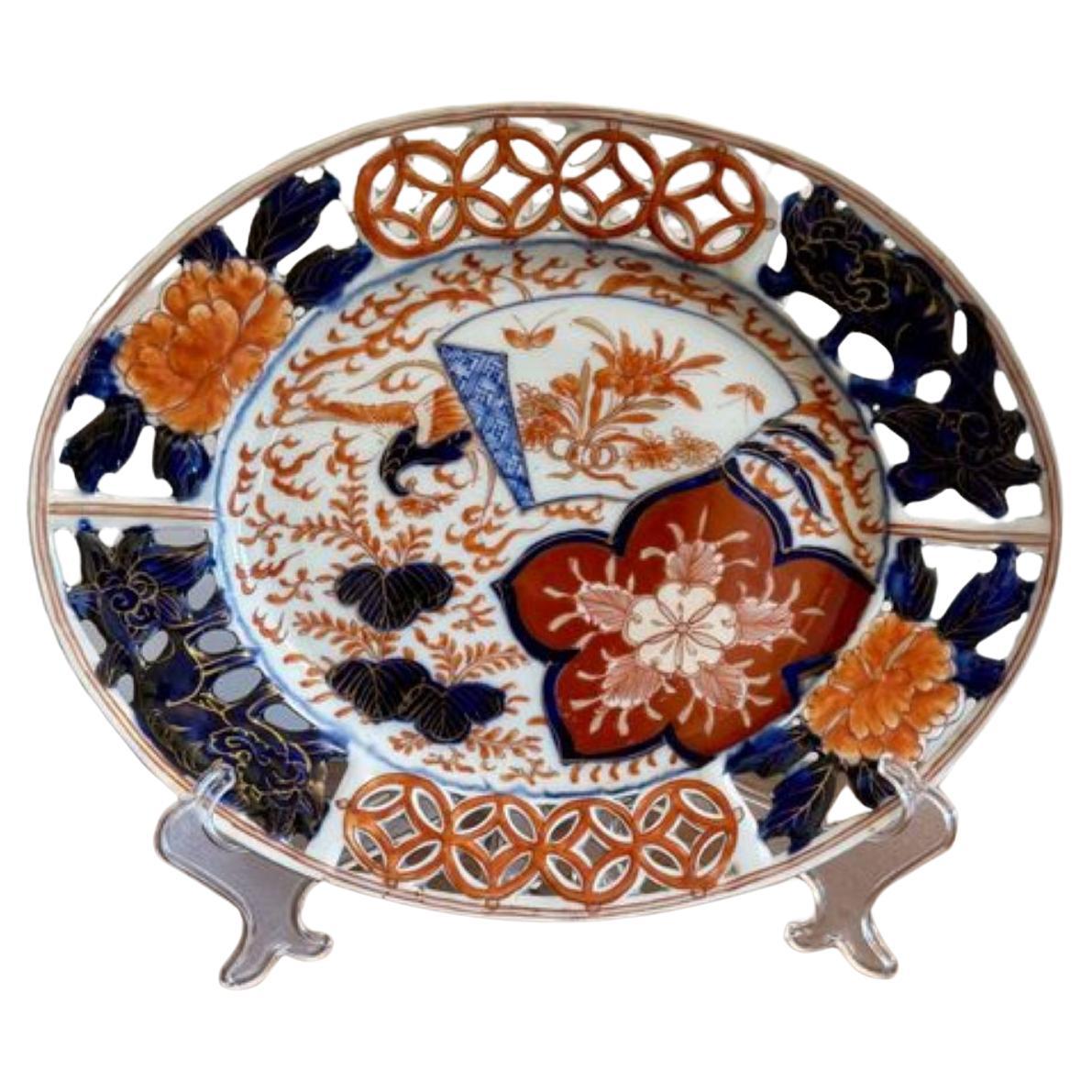Unusual quality antique Japanese imari oval plate For Sale