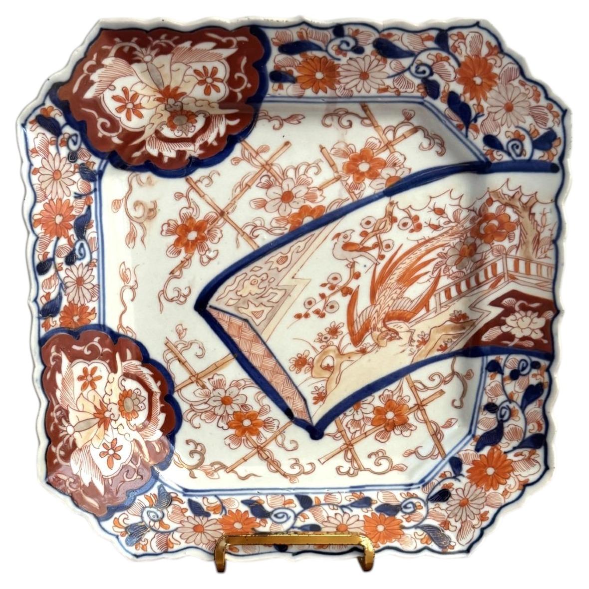 Unusual quality antique Japanese imari square shaped plate