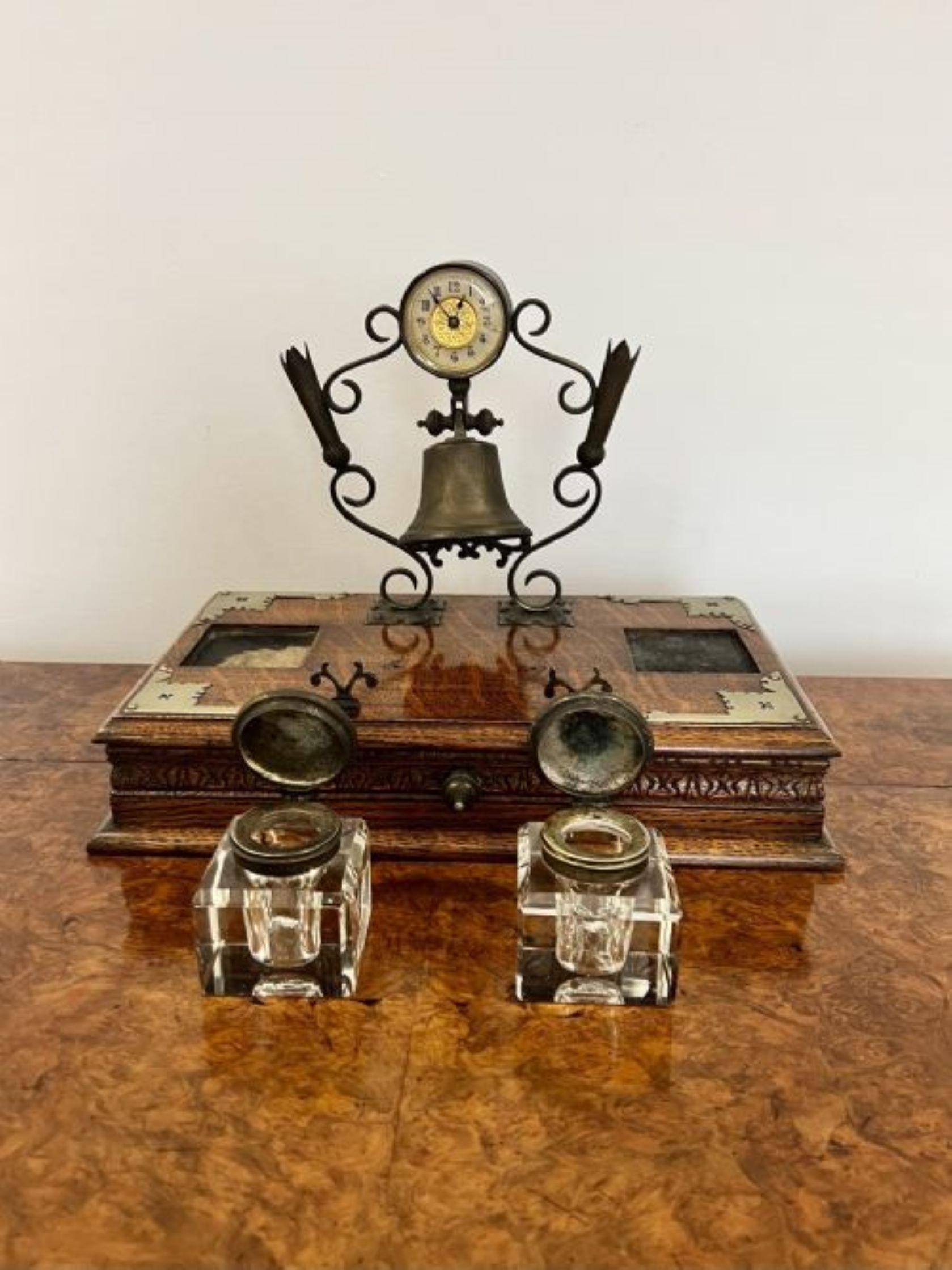 Brass Unusual quality antique Victorian desk set For Sale