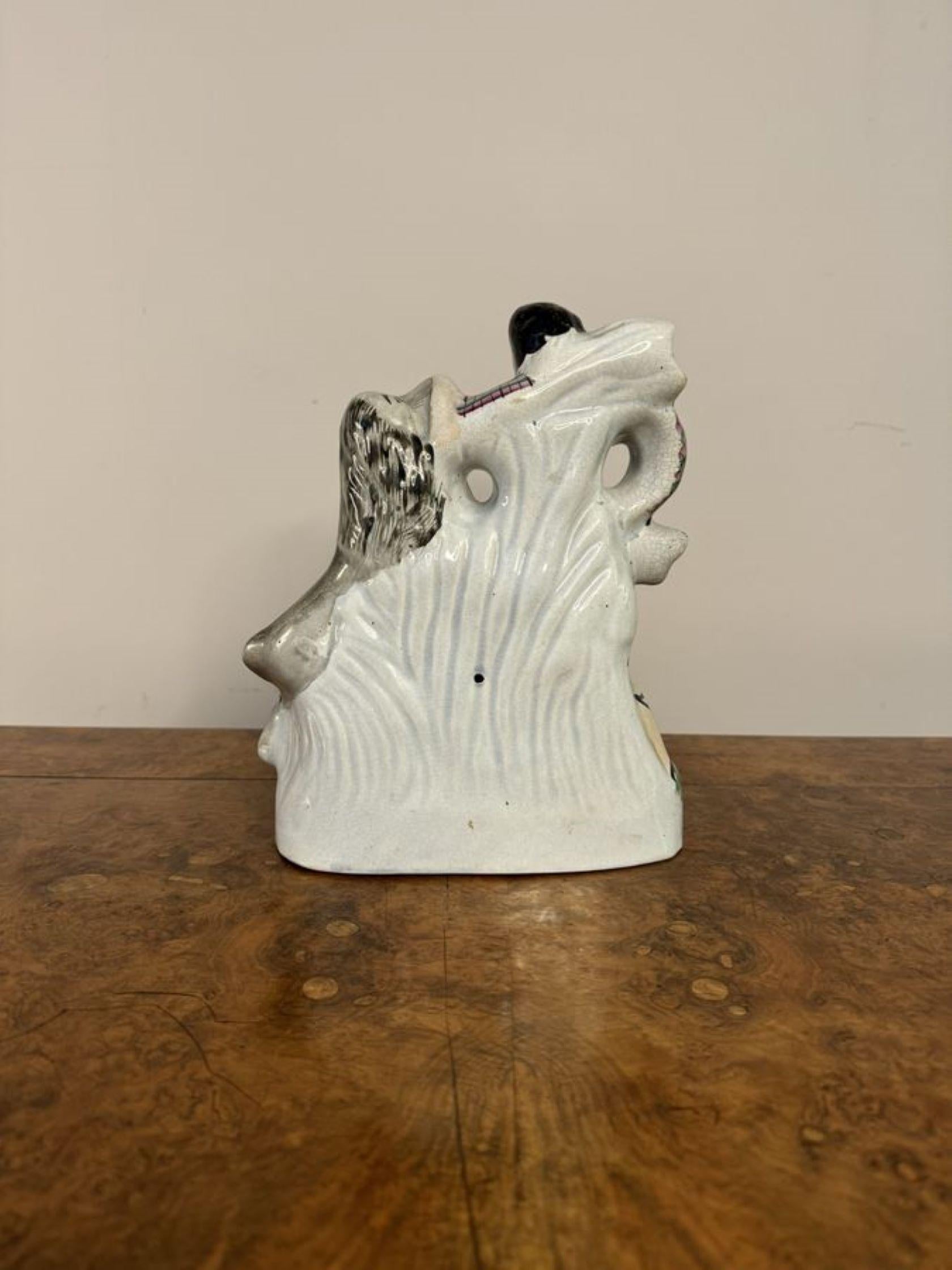 19th Century Unusual quality antique Victorian Samson and the lion Staffordshire figure For Sale