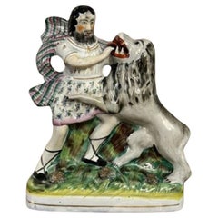 Unusual quality Used Victorian Samson and the lion Staffordshire figure 