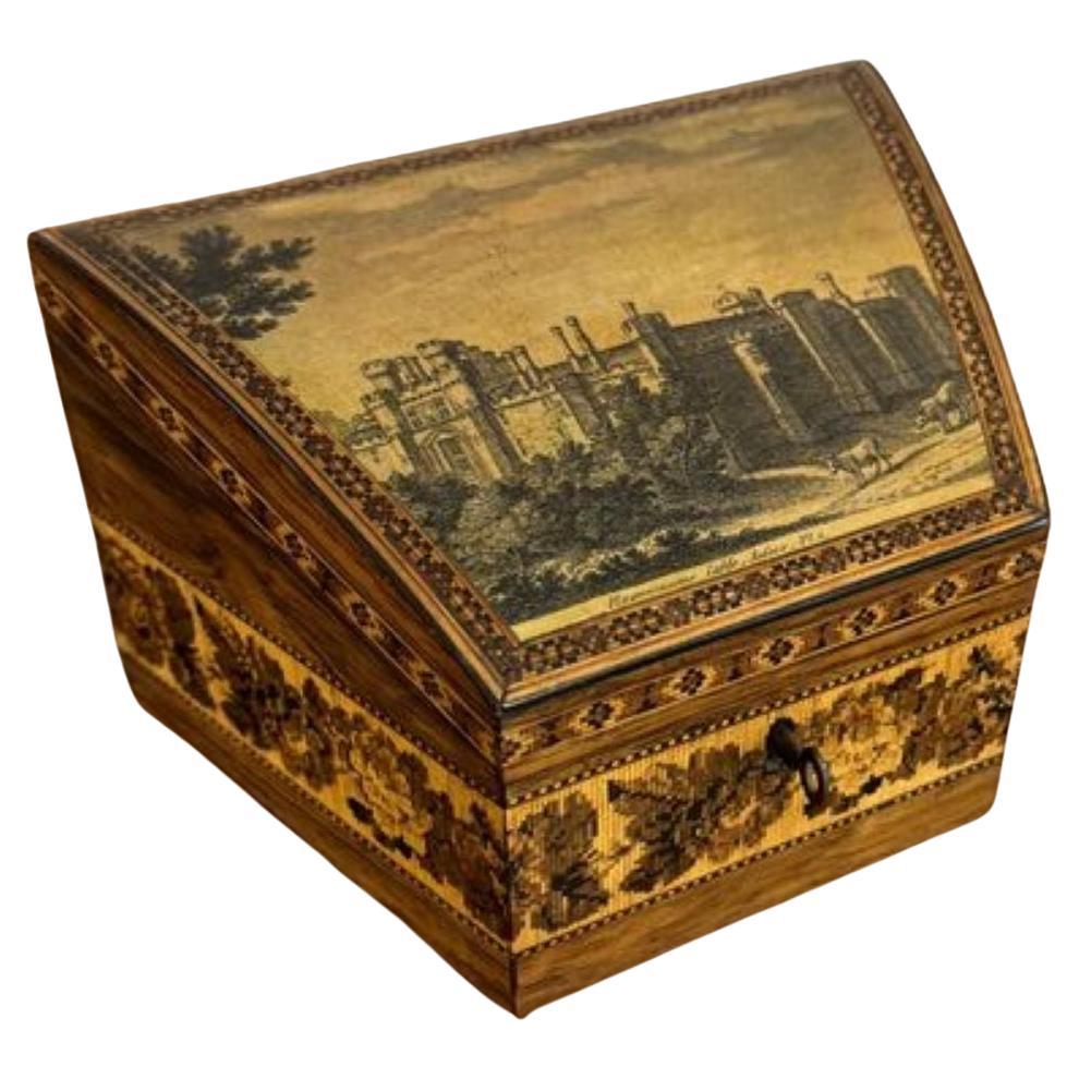 Caja antigua victoriana de Tunbridge Ware de calidad inusual