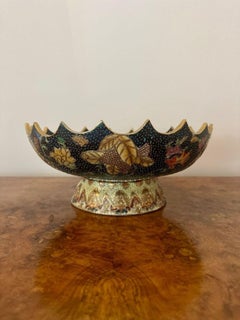 Unusual quality large antique Japanese satsuma pedestal bowl