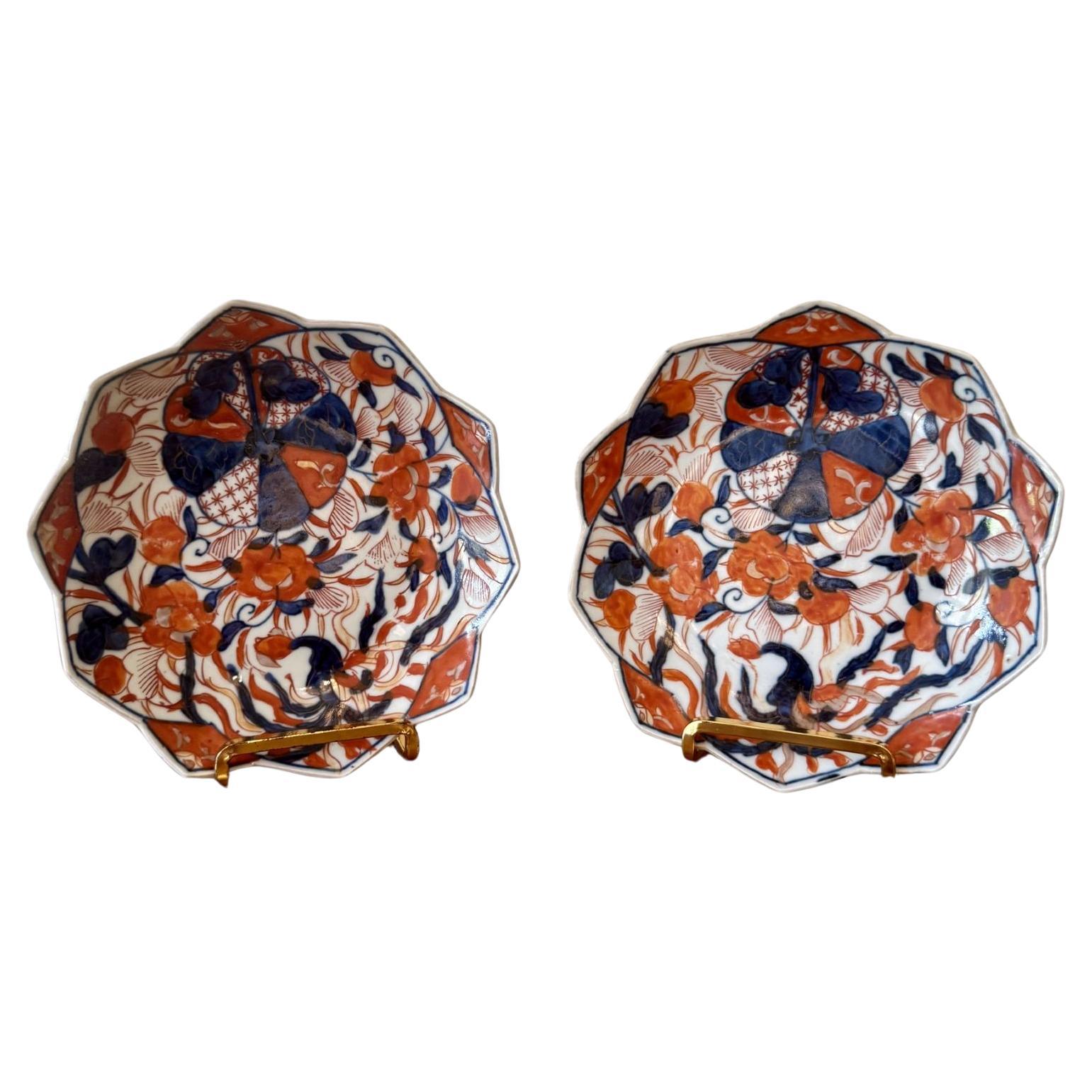 Unusual quality pair of antique Japanese imari plates