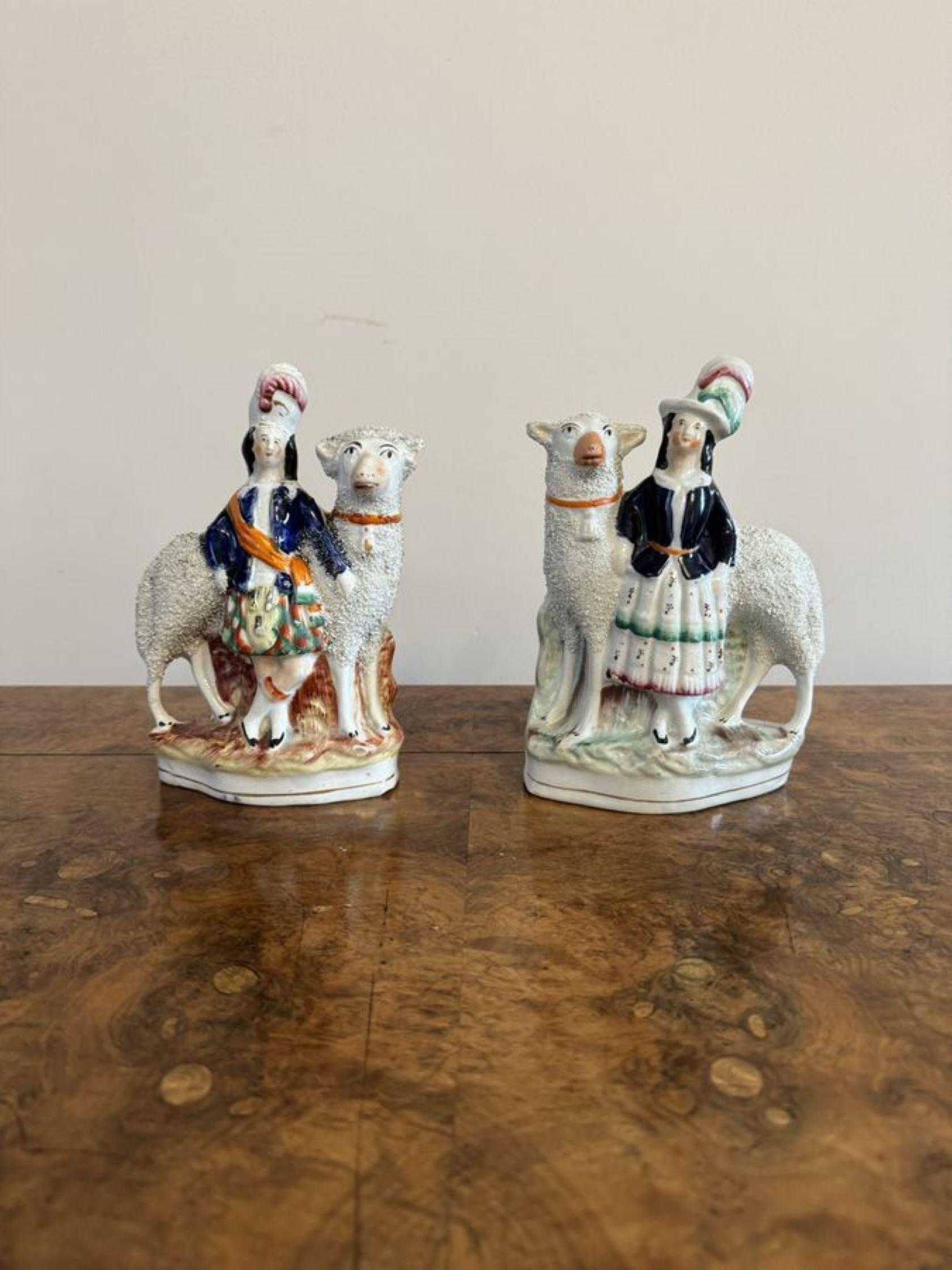 Early Victorian Unusual quality pair of antique Victorian 'Royal' Staffordshire figures For Sale