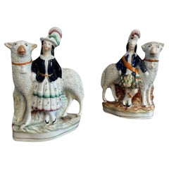 Unusual quality pair of antique Victorian 'Royal' Staffordshire figures