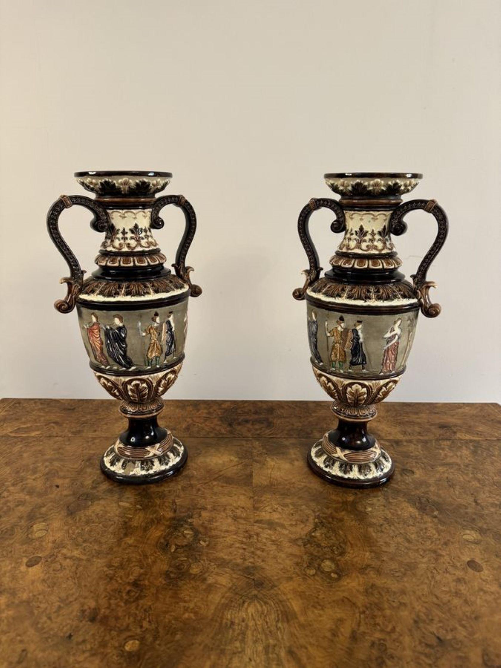 Early Victorian Unusual quality pair of antique Victorian vases For Sale