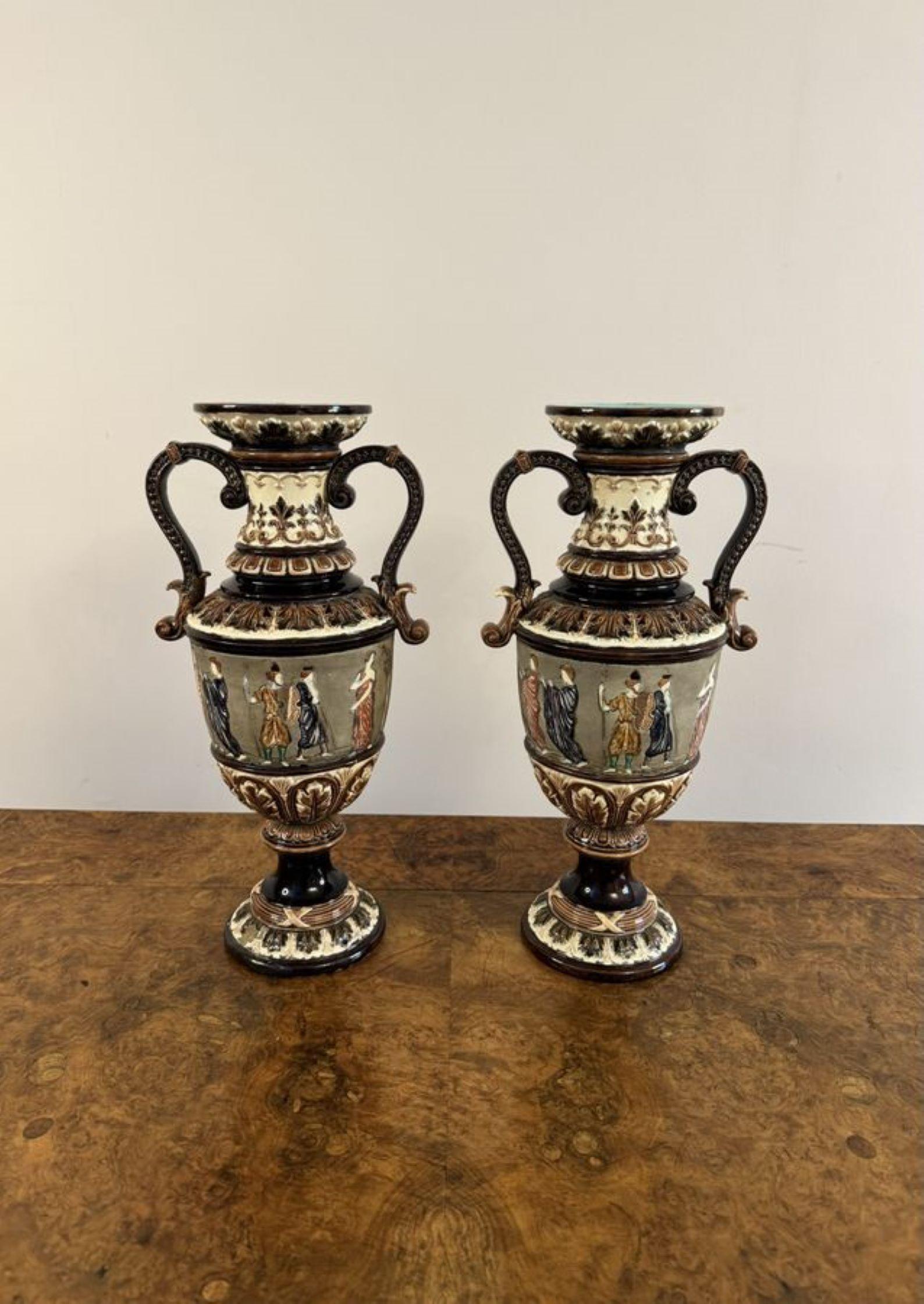 Ceramic Unusual quality pair of antique Victorian vases For Sale