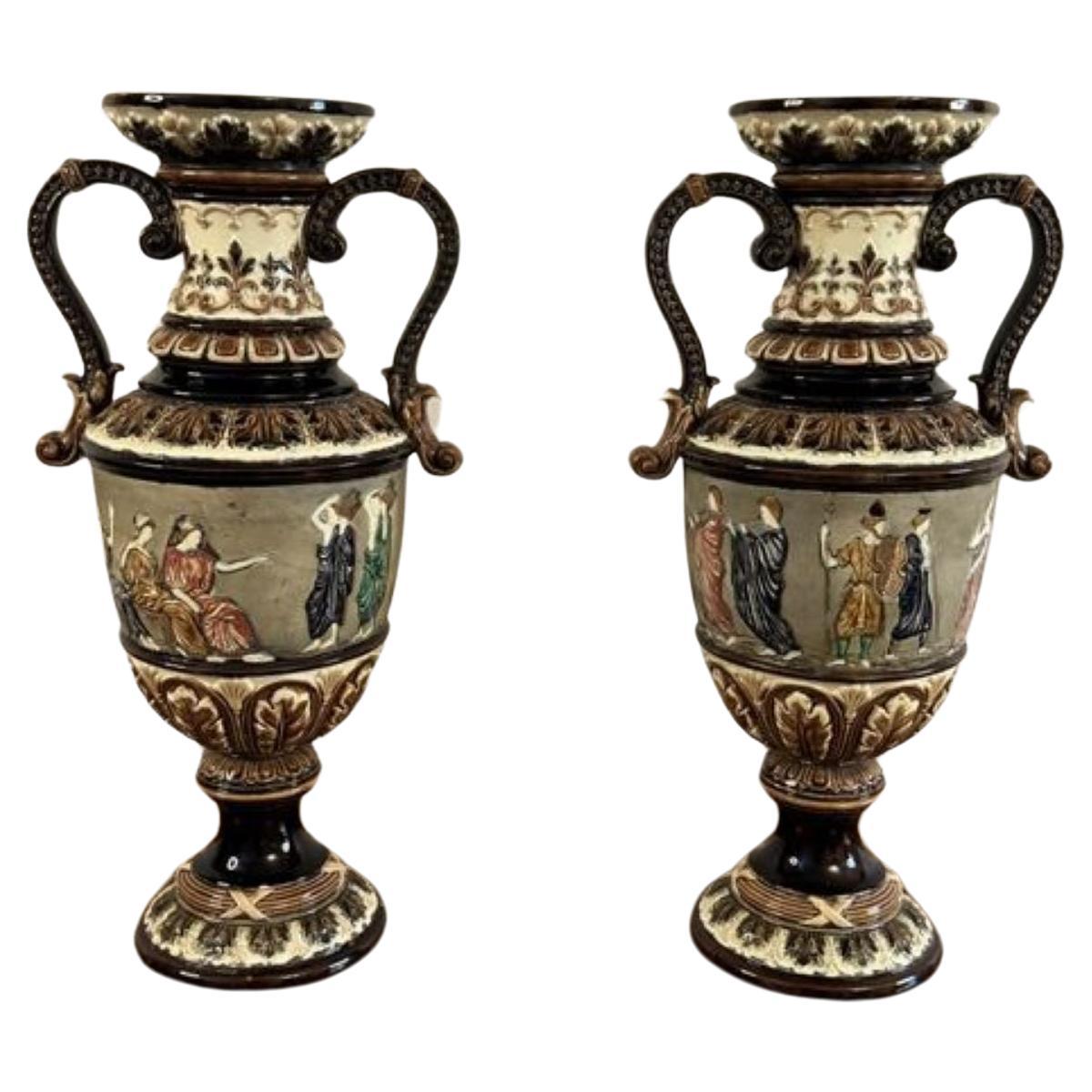 Unusual quality pair of antique Victorian vases For Sale