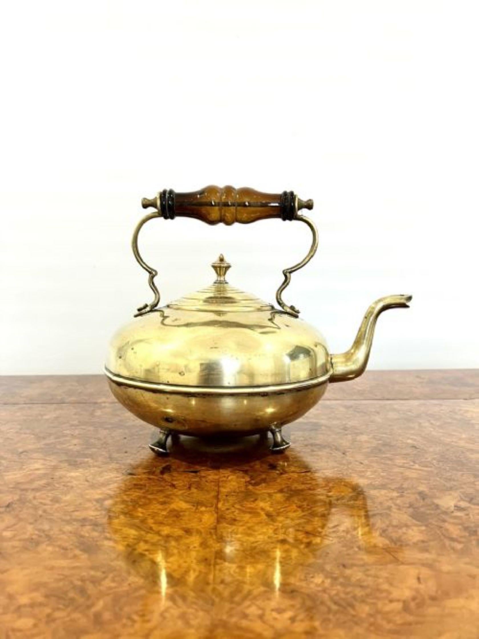Unusual quality round antique Victorian brass kettle For Sale 1
