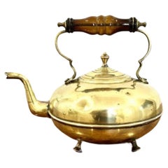 Unusual quality round Antique Victorian brass kettle