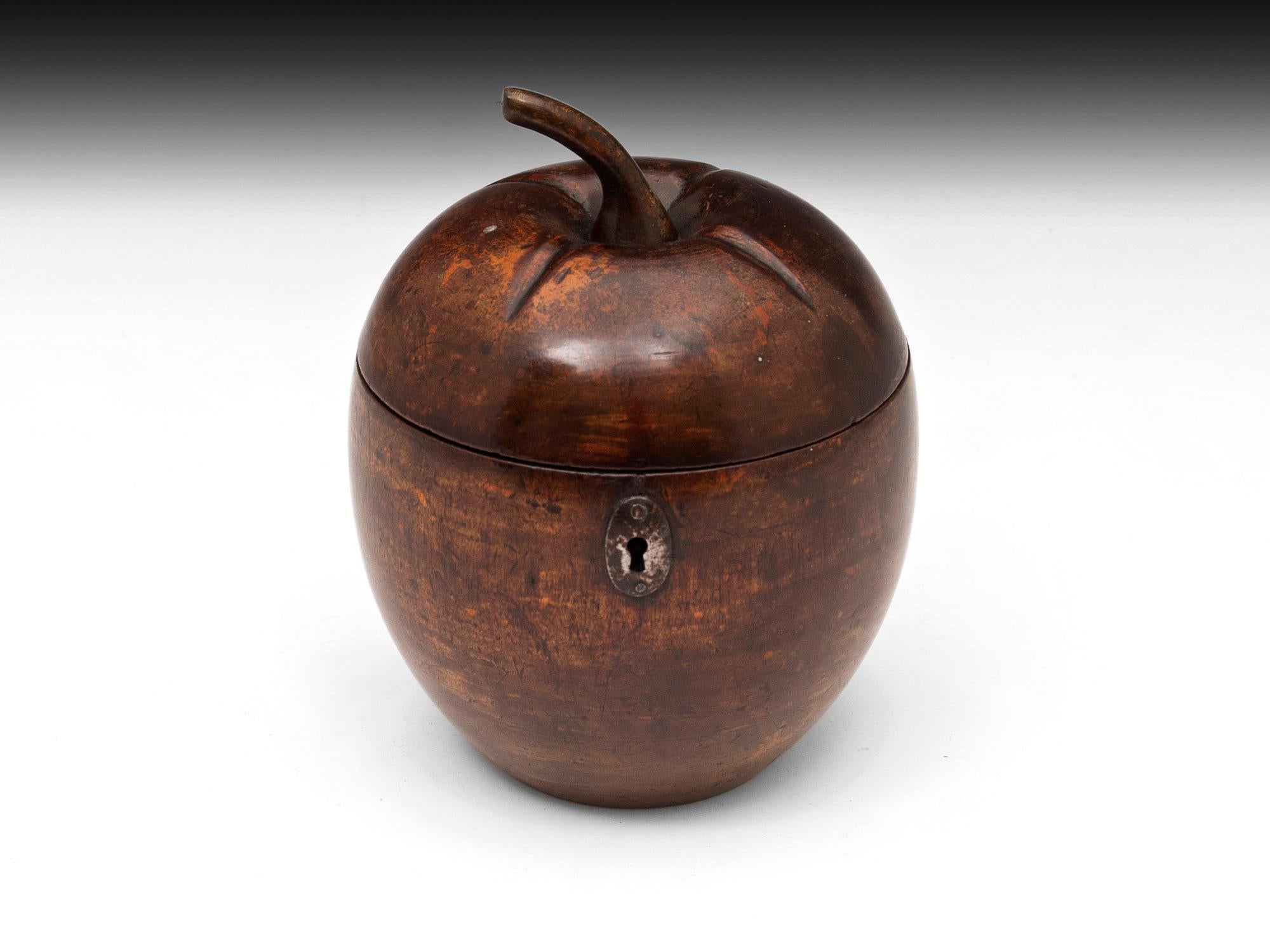 George III Unusual Rare Fruit Treen Melon Tea Caddy For Sale