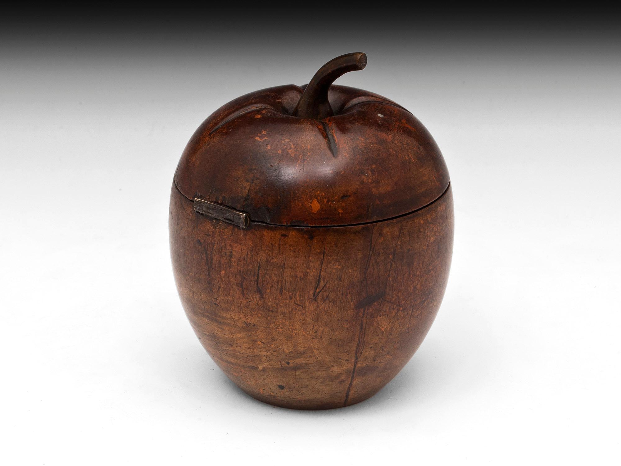 European Unusual Rare Fruit Treen Melon Tea Caddy For Sale