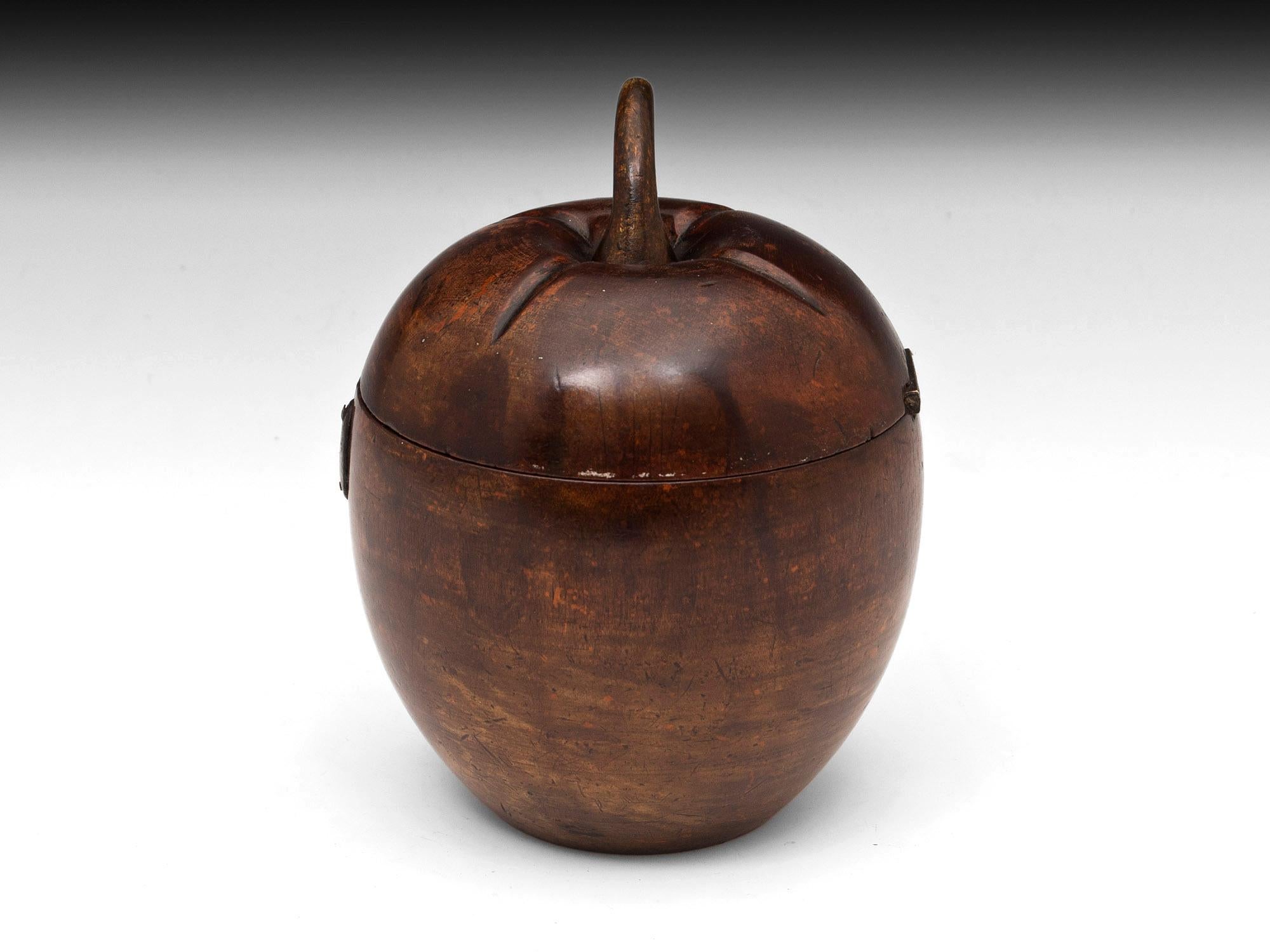 Unusual Rare Fruit Treen Melon Tea Caddy In Good Condition For Sale In Northampton, United Kingdom