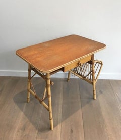 Unusual Rattan Desk (a little piece of rattan missing on the magazine rack)