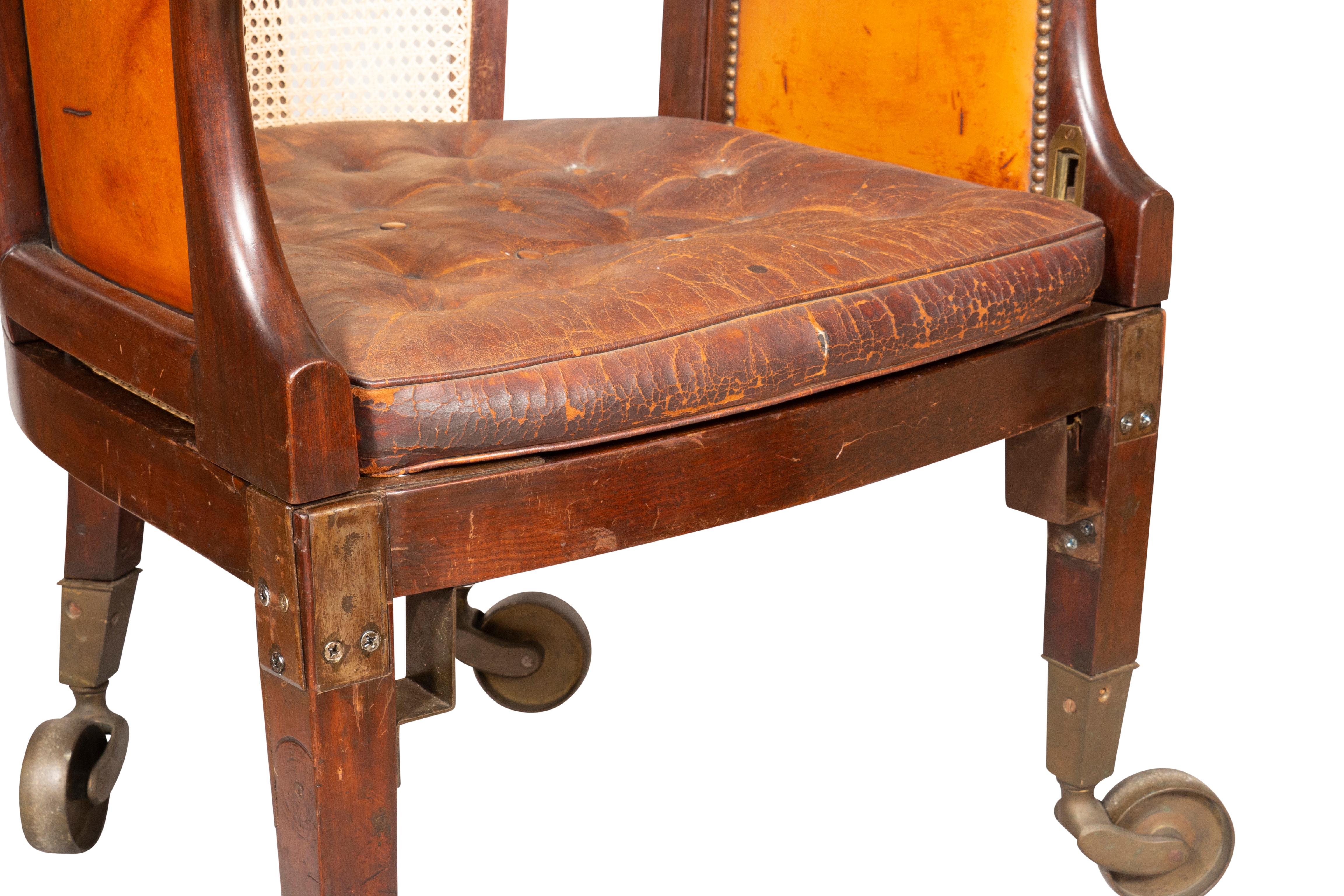 Unusual Regency Mahogany and Brass Campaign Chair For Sale 5