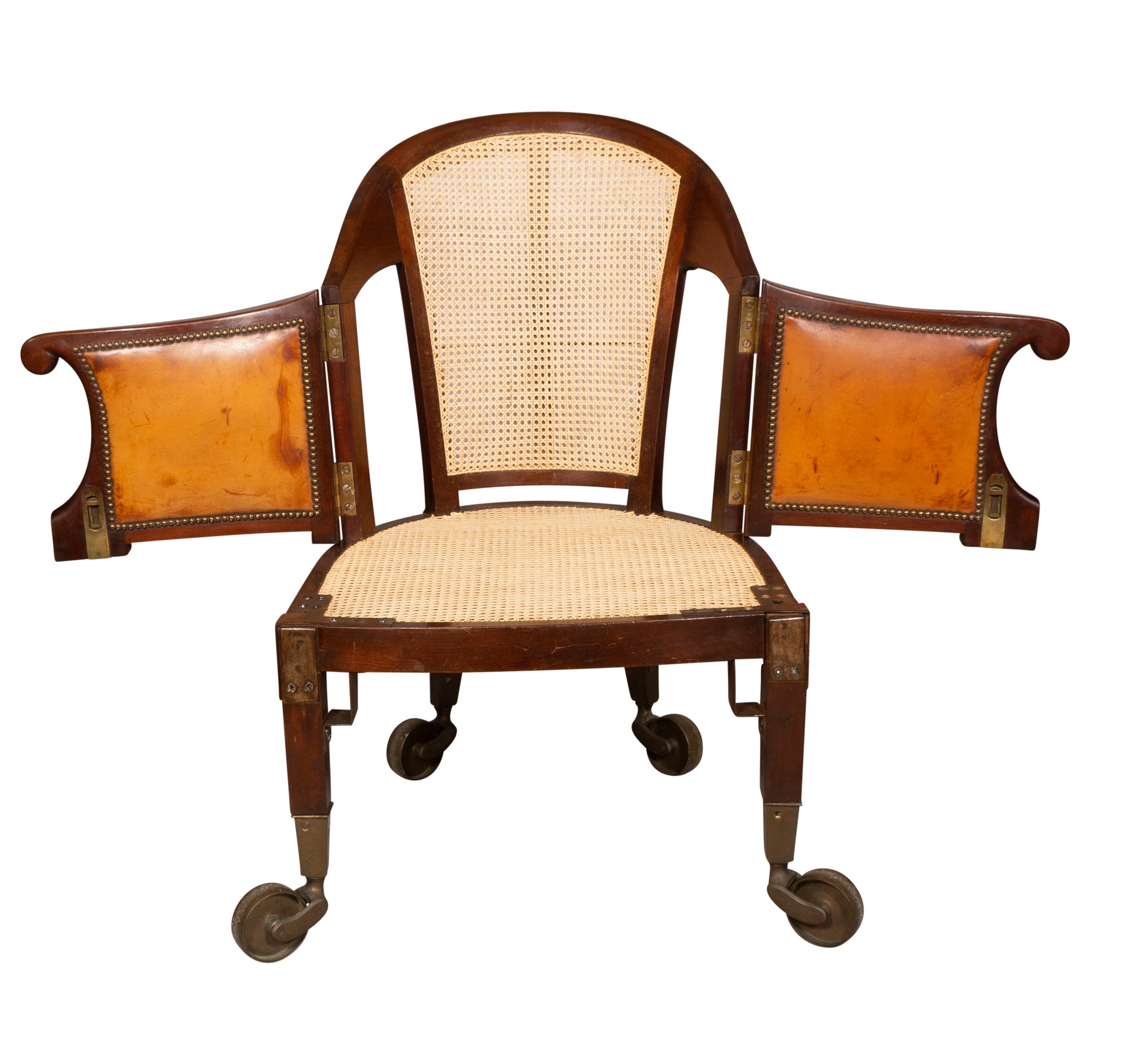 Unusual Regency Mahogany and Brass Campaign Chair For Sale 3