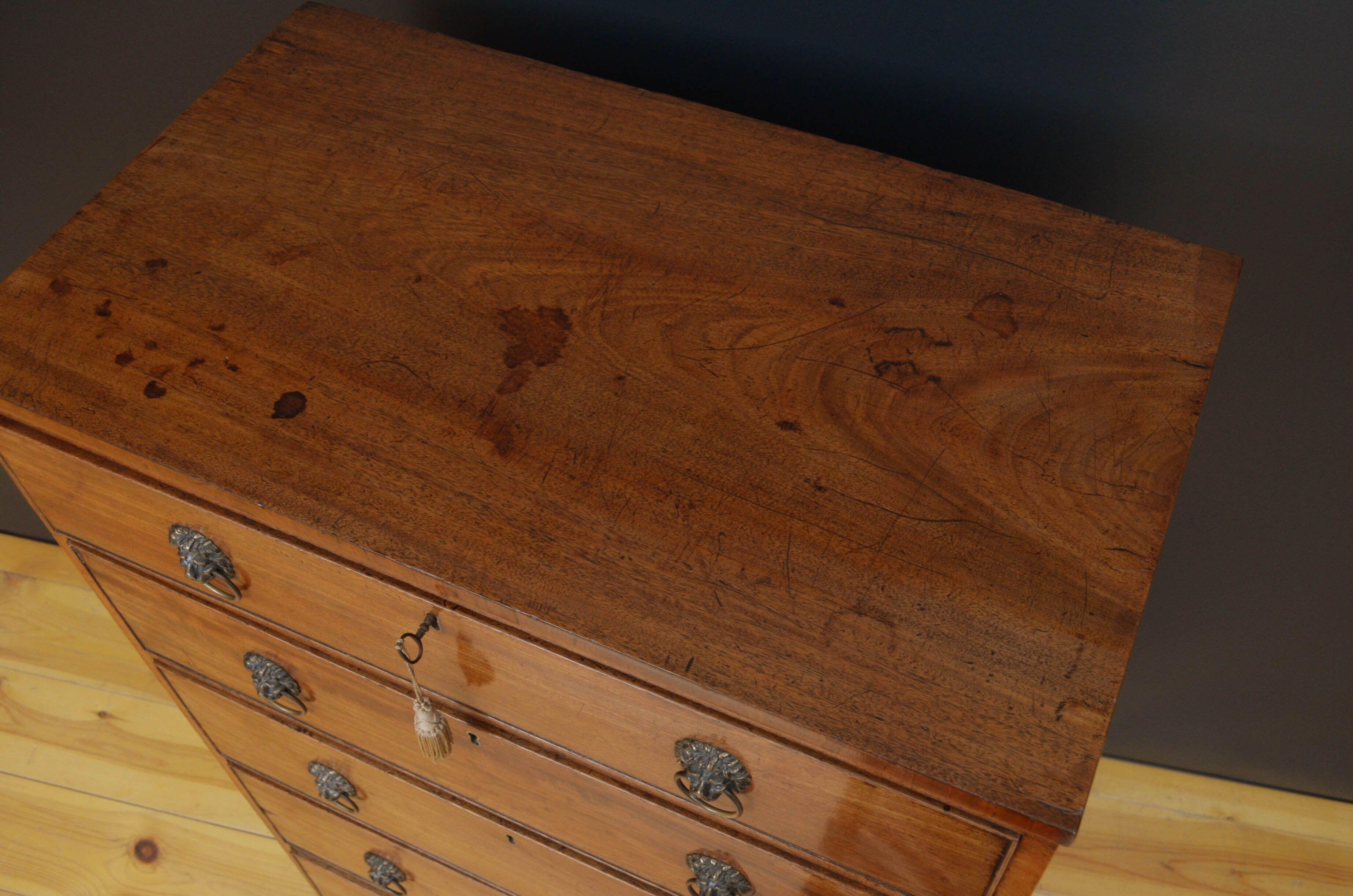 Unusual Regency Mahogany Chest of Drawers In Good Condition For Sale In Whaley Bridge, GB