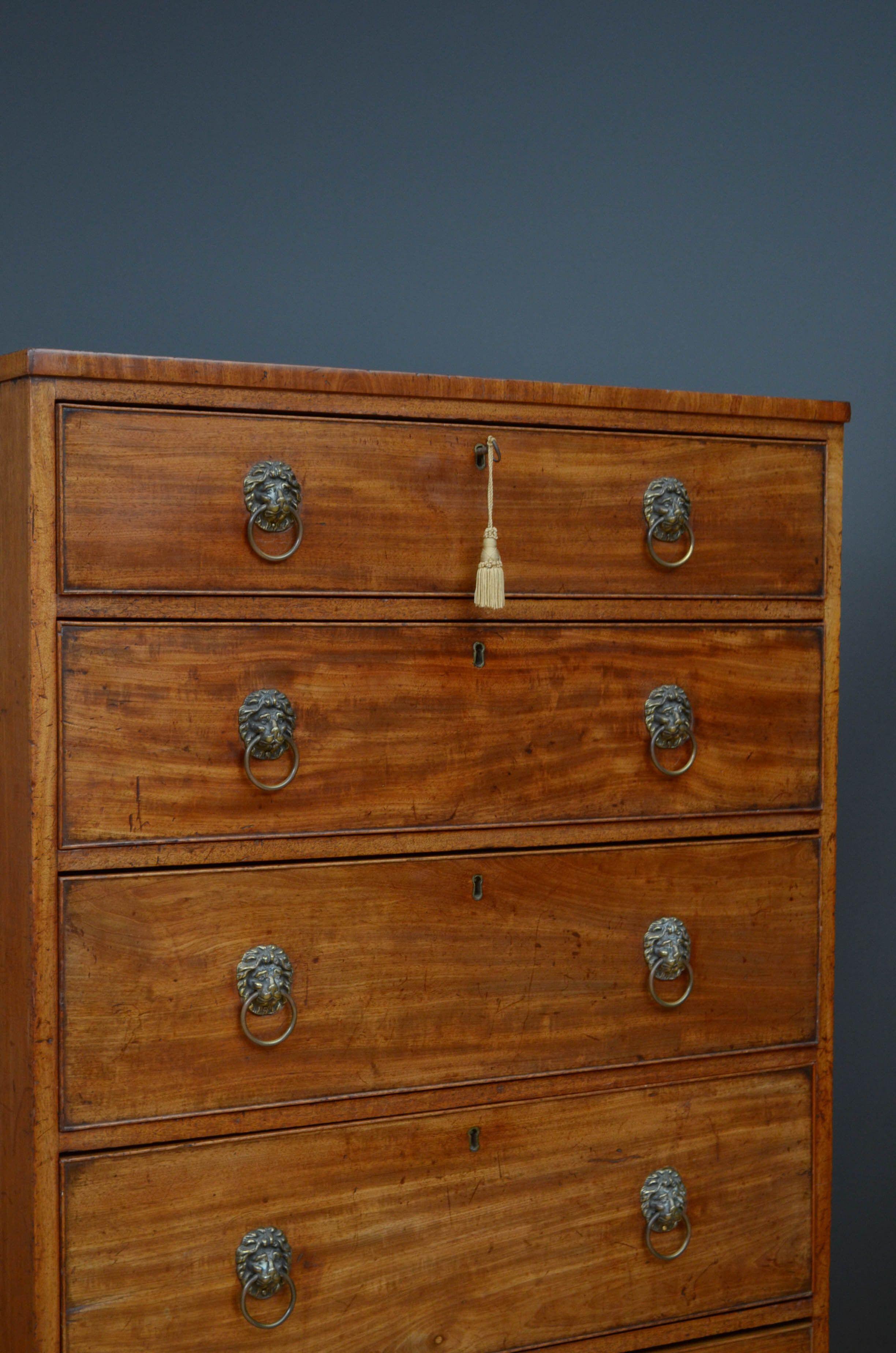 19th Century Unusual Regency Mahogany Chest of Drawers For Sale