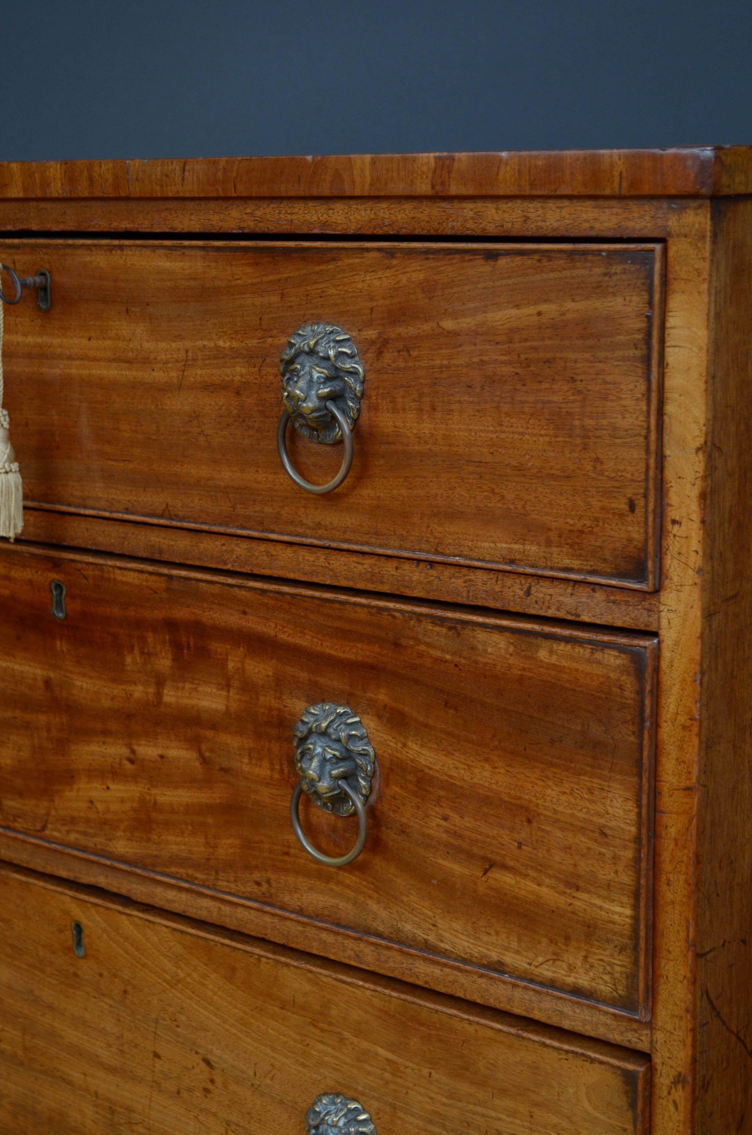 Unusual Regency Mahogany Chest of Drawers For Sale 2