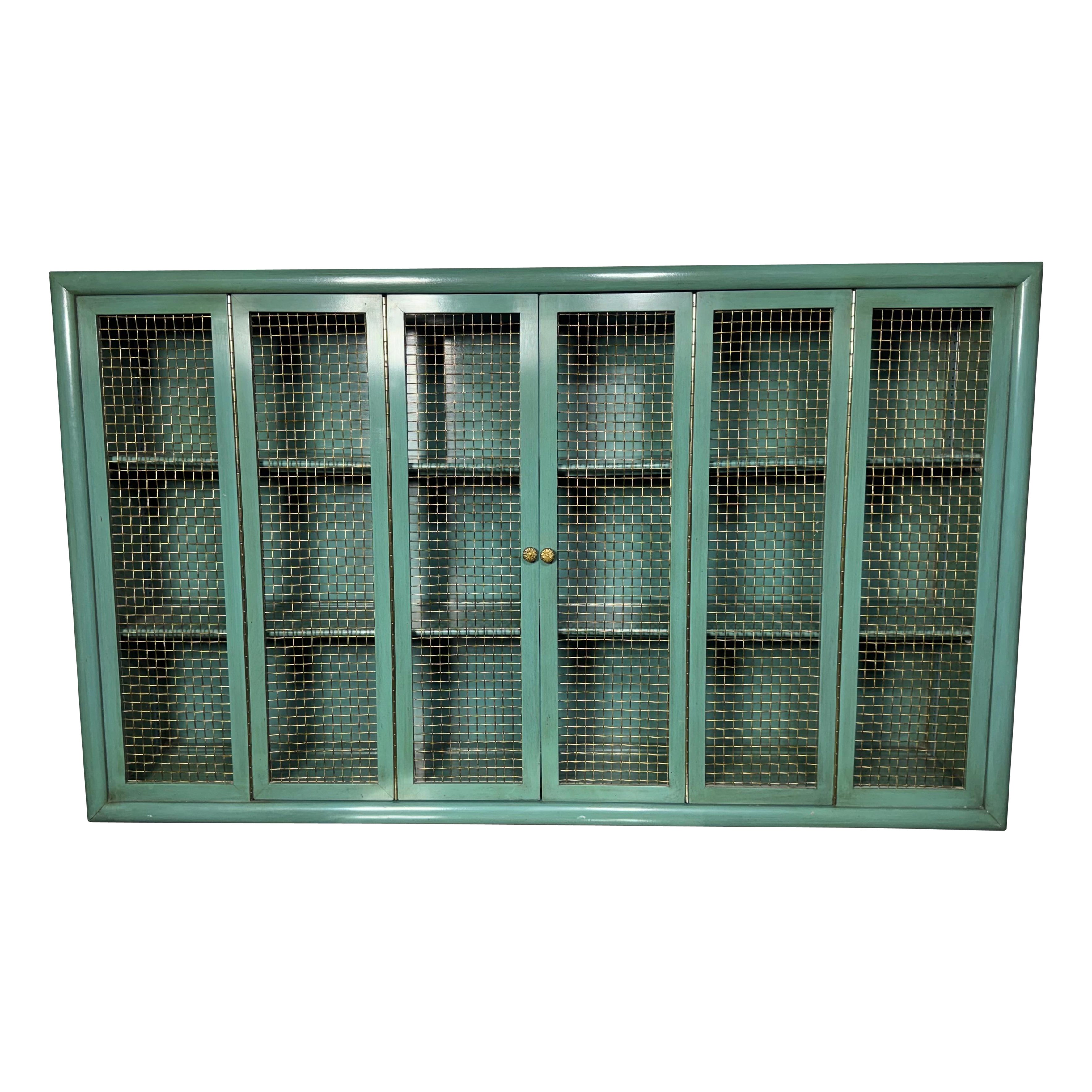 Unusual Regency / Modern Wall Hanging Cabinet , Renzo Rutili / Johnson Furniture en venta