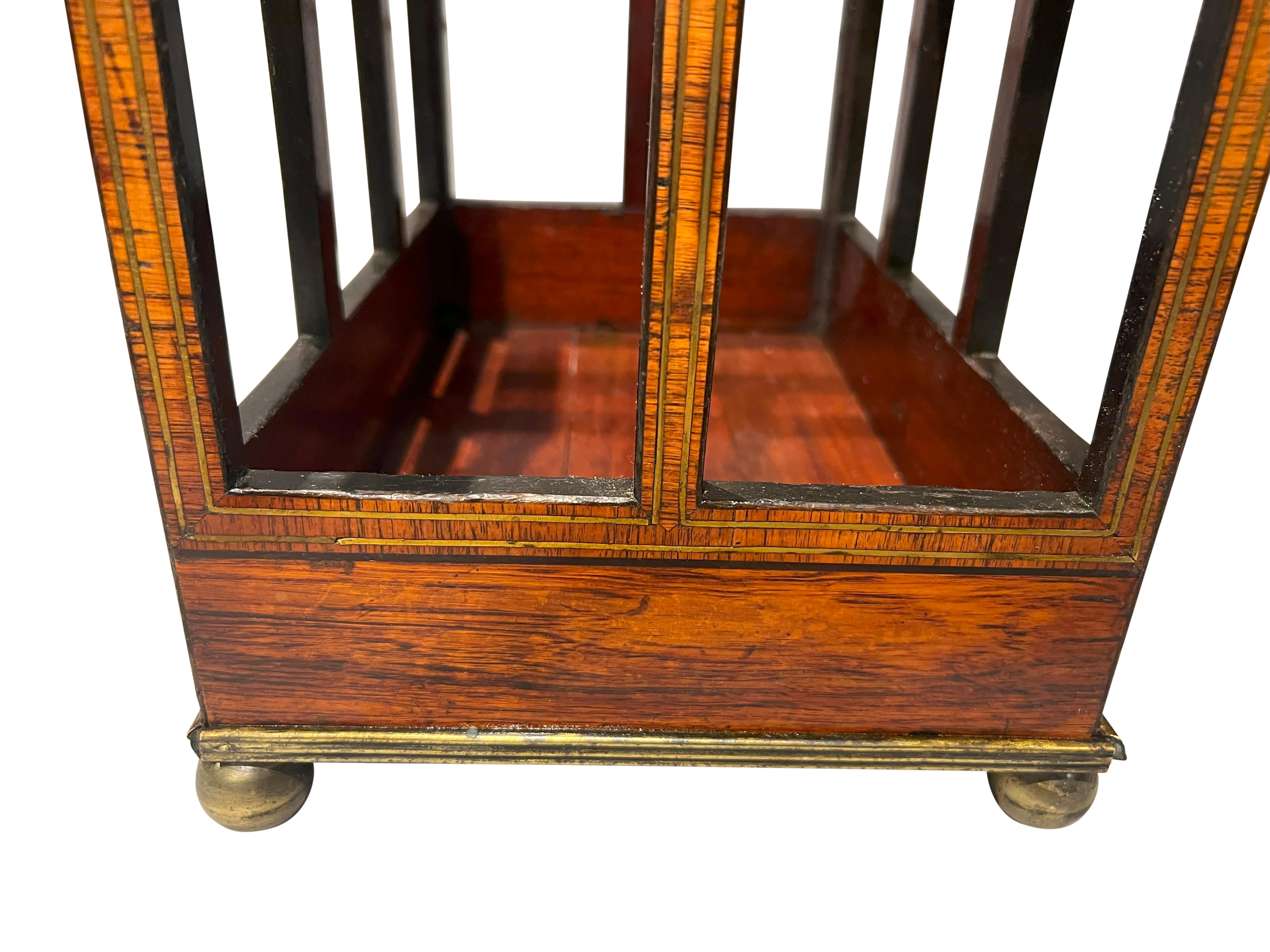 Unusual Regency Rosewood And Brass Inlaid Bottle Caddy For Sale 6